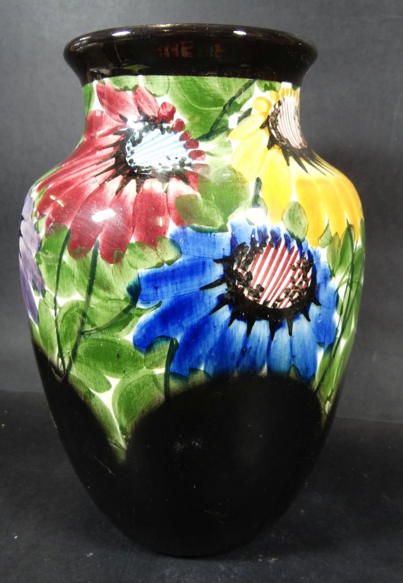 gr. Vase mit Blumenmalerei "Elmshorn" Handmalerei, H-23 cm- - -22.61 % buyer's premium on the hammer - Bild 2 aus 5