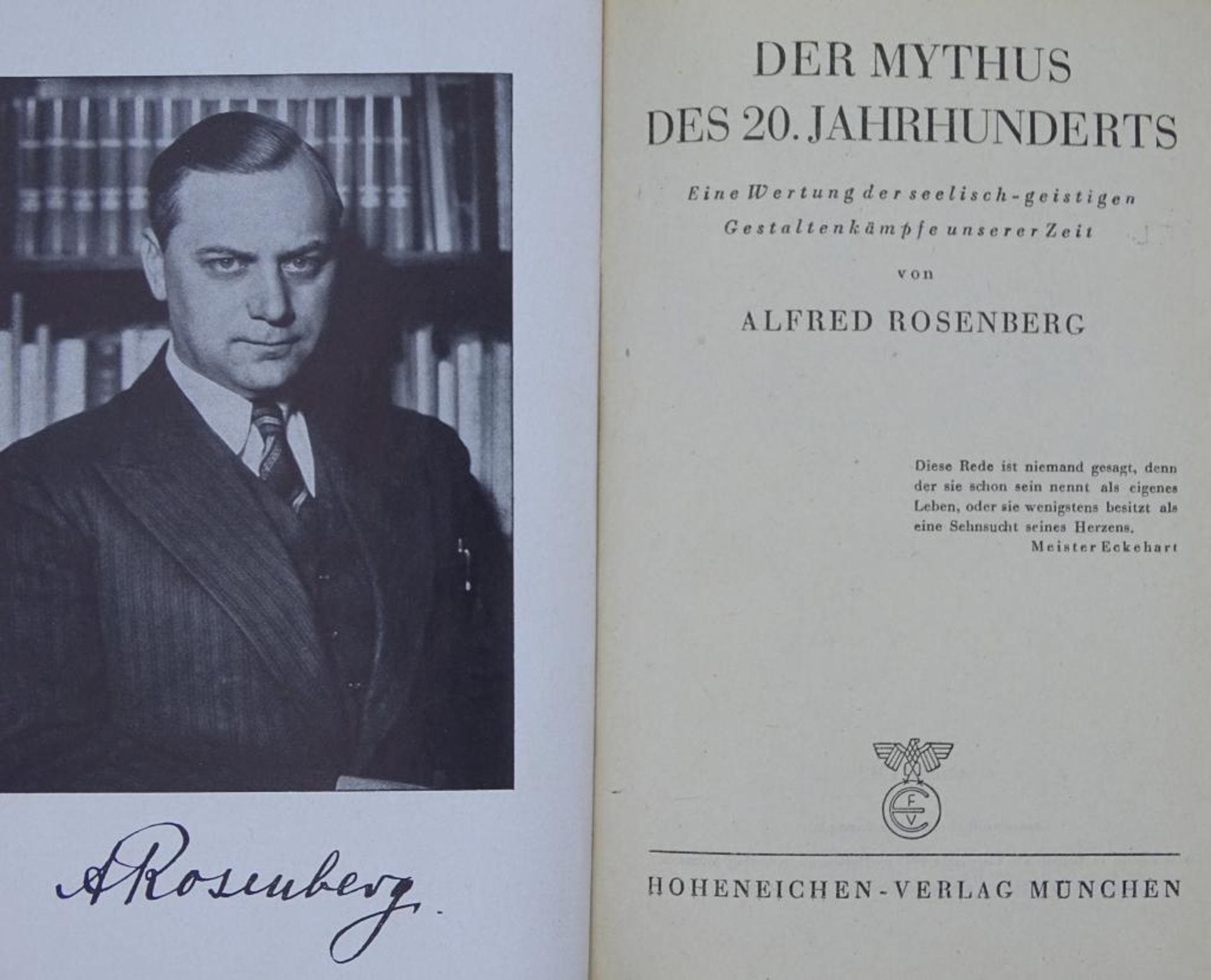 Buch "Mythus des 20.Jahrhunderts" von Alfred Rosenberg,vorne mit Widmung von 1942- - -22.61 % - Bild 3 aus 7