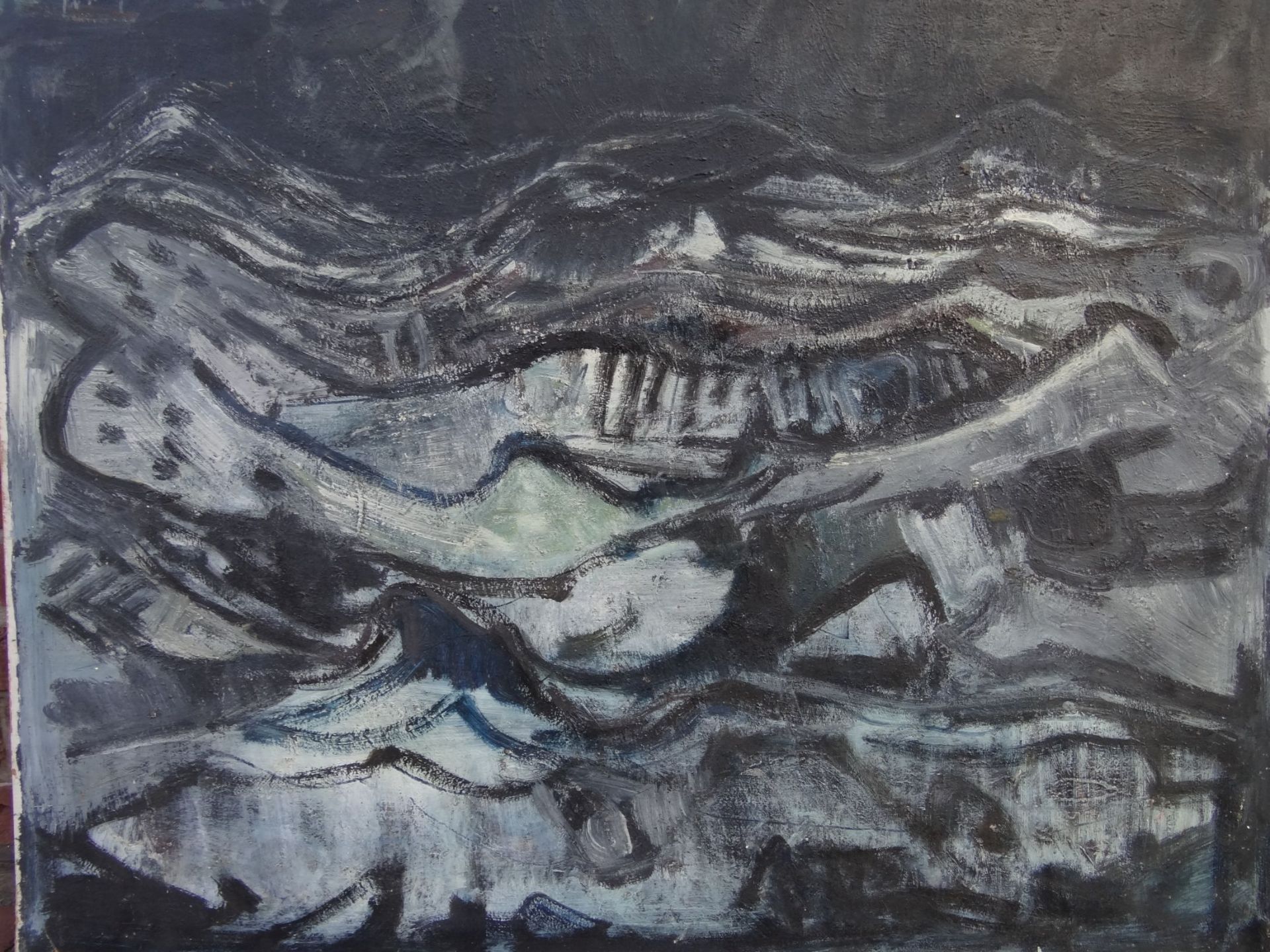 Willy KNOOP (1888-1966), 1962 "Die grosse Sturmflut", rückseitig betitelt, Öl/Malfaser, 95x118 cm,