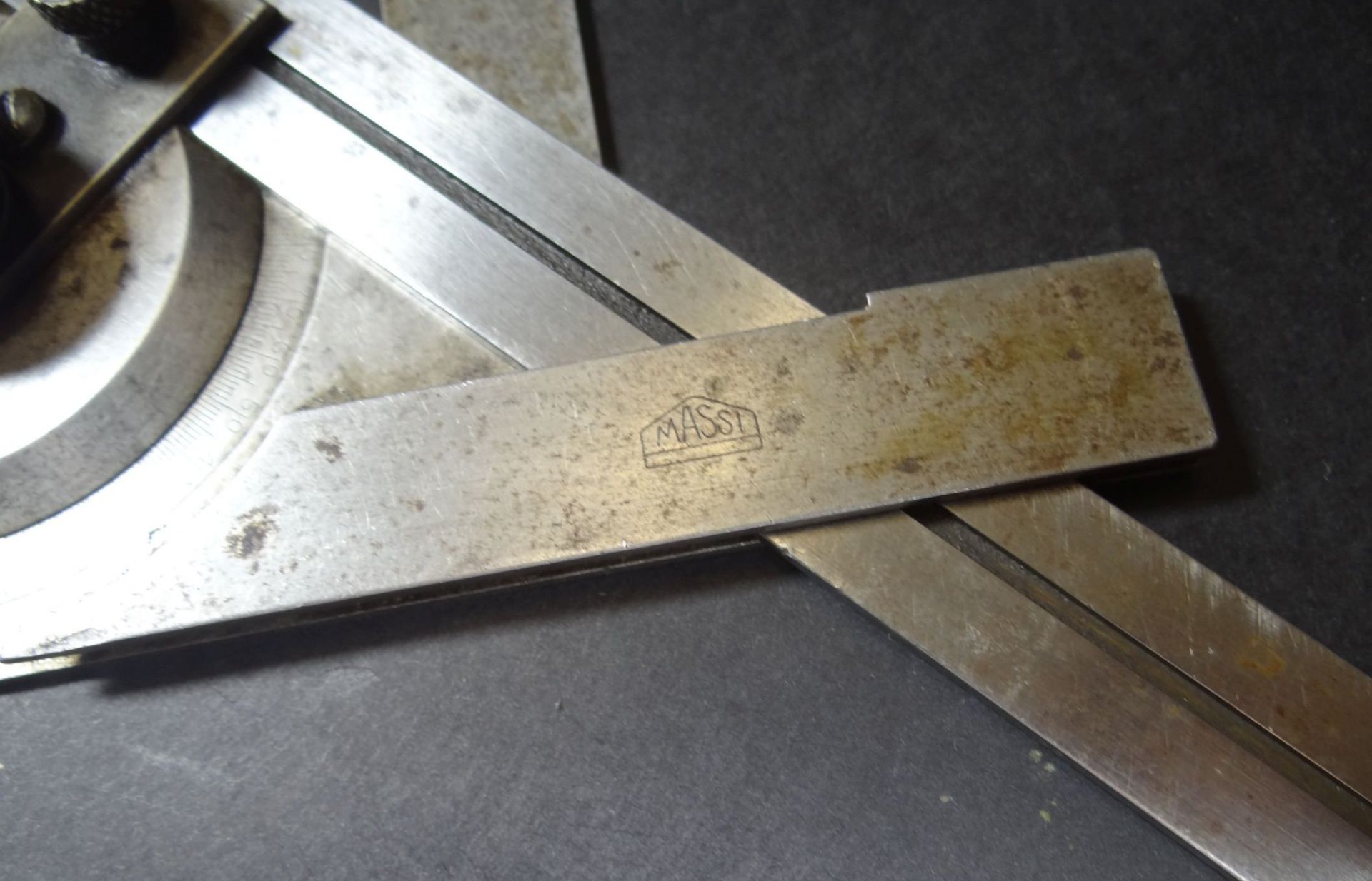 Spezial Lineal, Winkelmesser "Massi" Metall, Alters-u. Gebrauchsspuren, L-30 cm- - -22.61 % buyer' - Bild 3 aus 5
