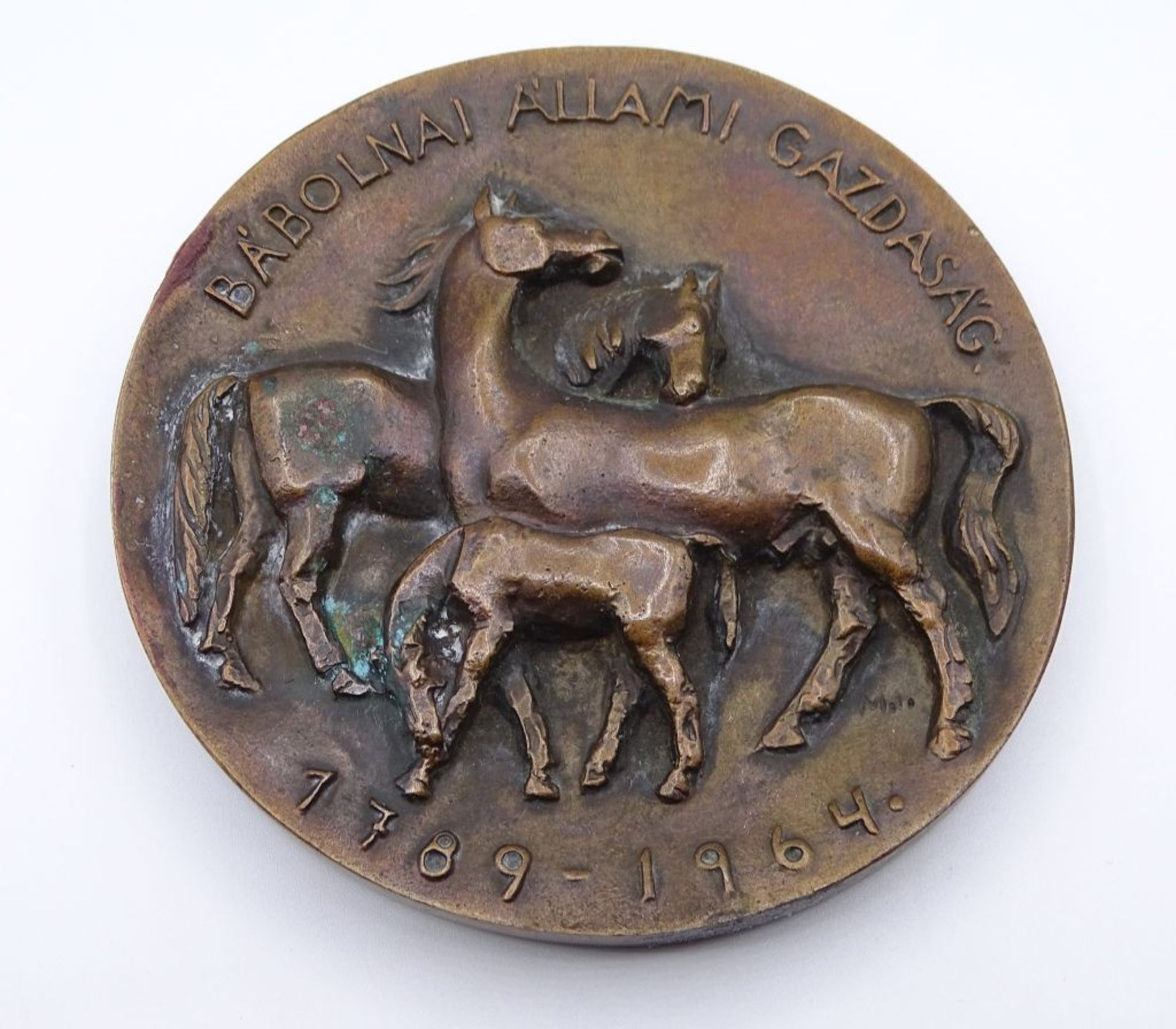 Bronze Plakette Babolnaj Allami Gazdasag 1789-1964,d-9,0cm- - -22.61 % buyer's premium on the hammer