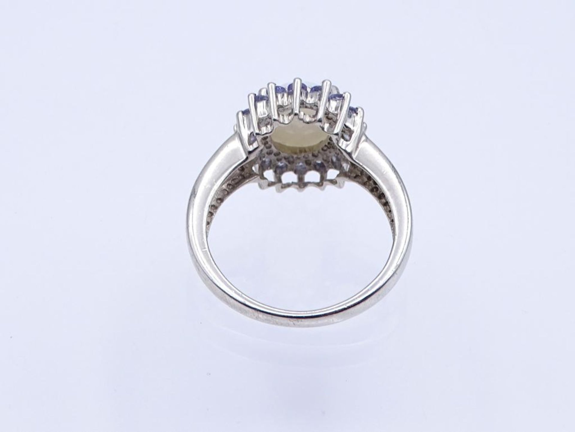 Silber Ring mit Opal und violetten facettierten Steinen, Silber 4,5gr., RG 59- - -22.61 % buyer's - Bild 3 aus 3