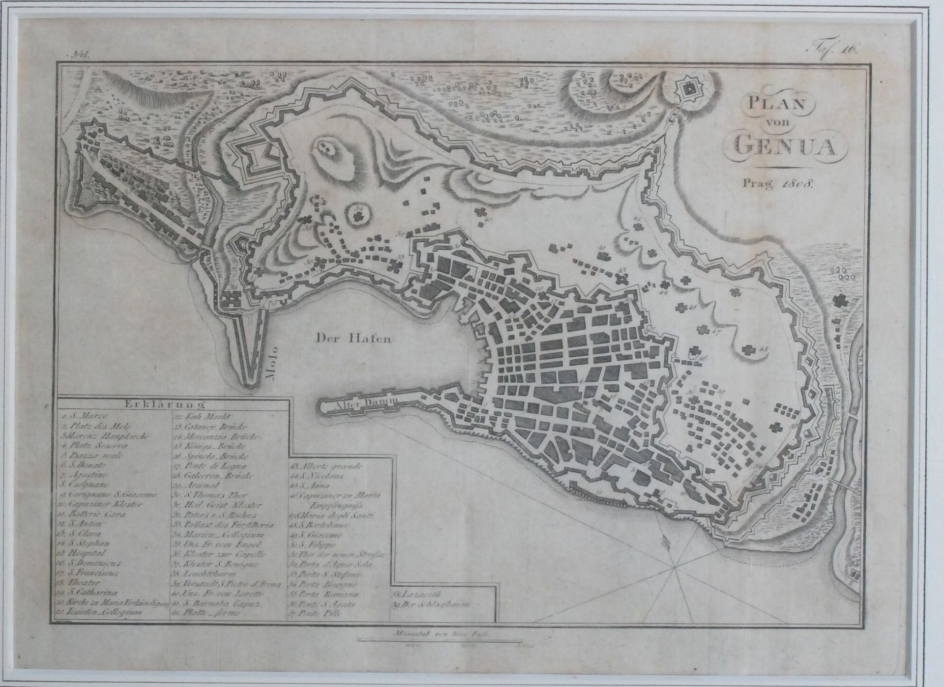 Stadtplan von Genua dat. 1808, ger/Glas, RG 32x38 cm- - -22.61 % buyer's premium on the hammer - Bild 2 aus 2