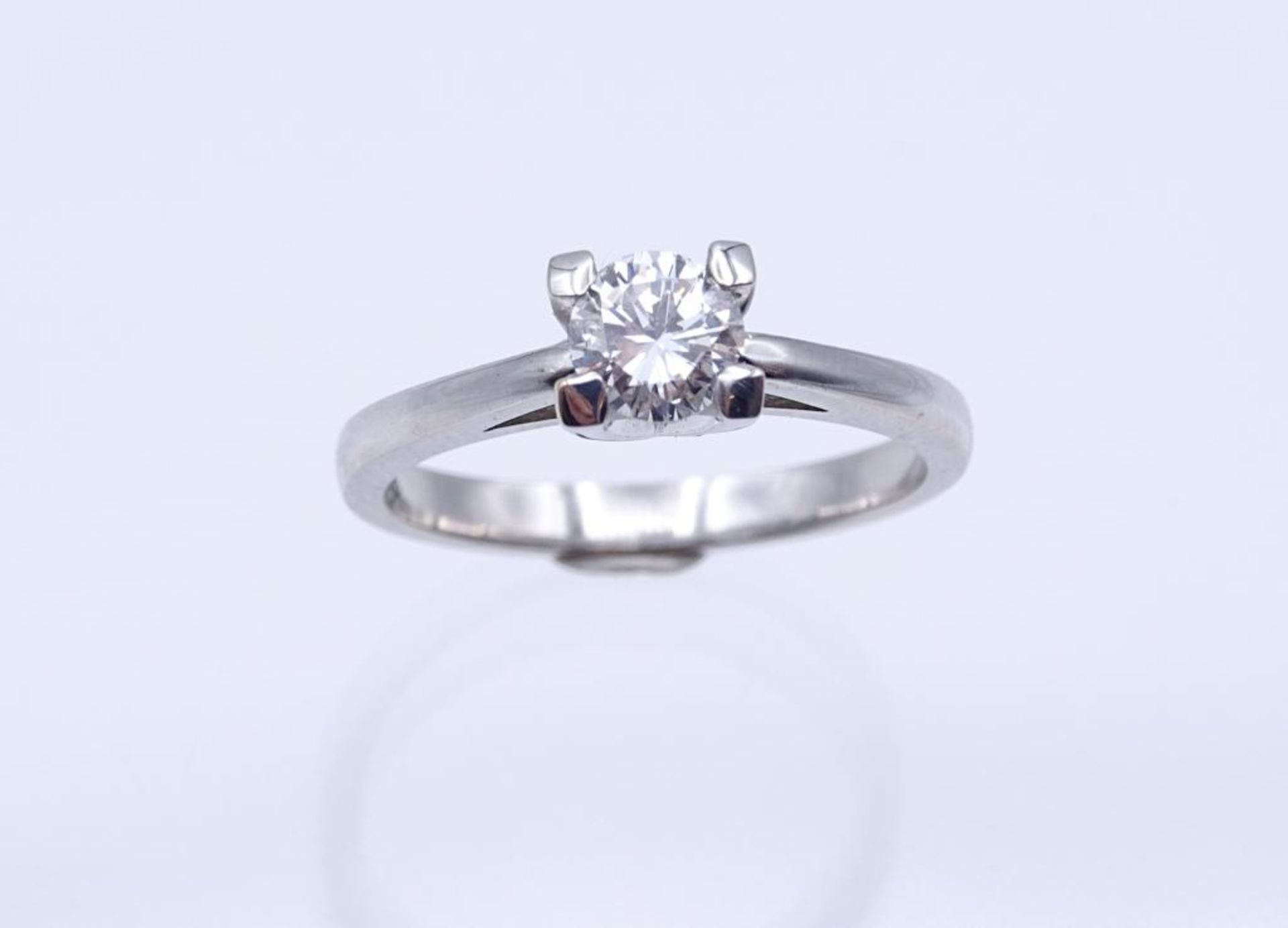 Solitär-Diamant-Ring, 18K (750) mit einen Diamant von ca. 0,51ct., Vsi/G, 3,88gr., RG 5- - -22. - Bild 6 aus 7