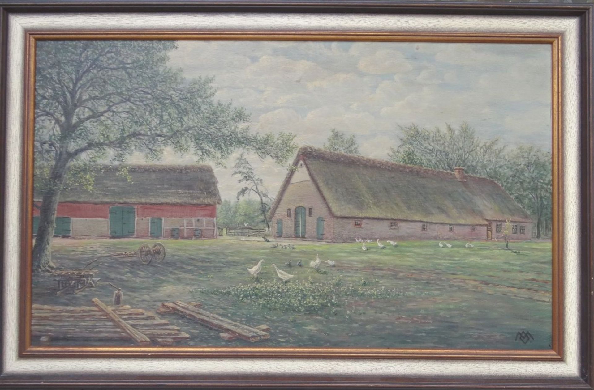 Mario OELSCHLÄGER (XX) "Bauernhof im Land Hadeln" Öl/Holzplatte, gerahmt, RG 74x96- - -22.61 % - Bild 2 aus 6