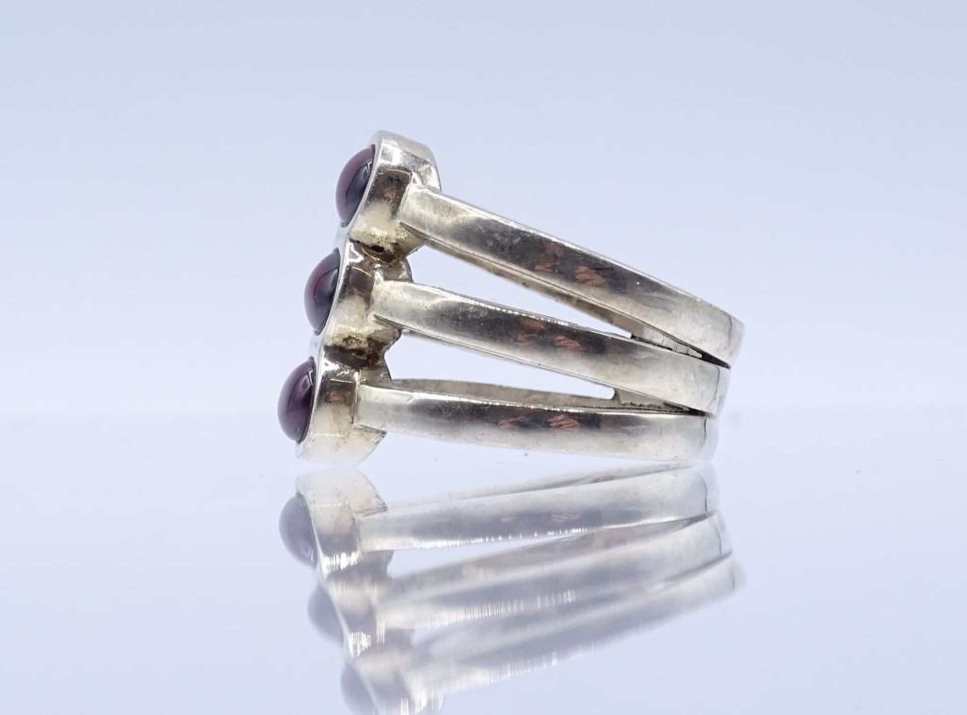 Sterling Silber Ring mit Rhodolith Granat Cabochons,12,8gr., RG 61- - -22.61 % buyer's premium on - Bild 3 aus 3