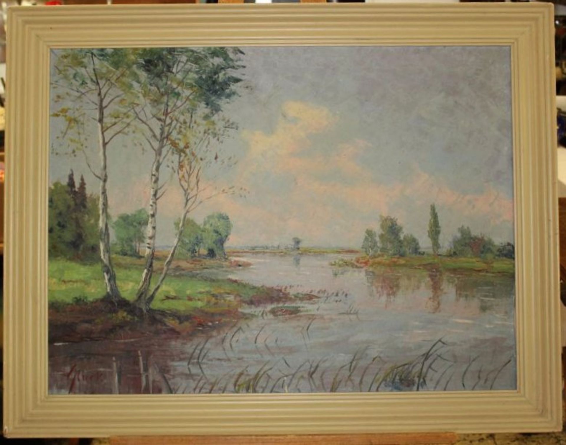 Fritz STARK (1916-1998), norddt. Flusslandschaft, Öl/Leinwand, gerahmt, RG 72 x 91cm.- - -22.61 % - Bild 3 aus 3