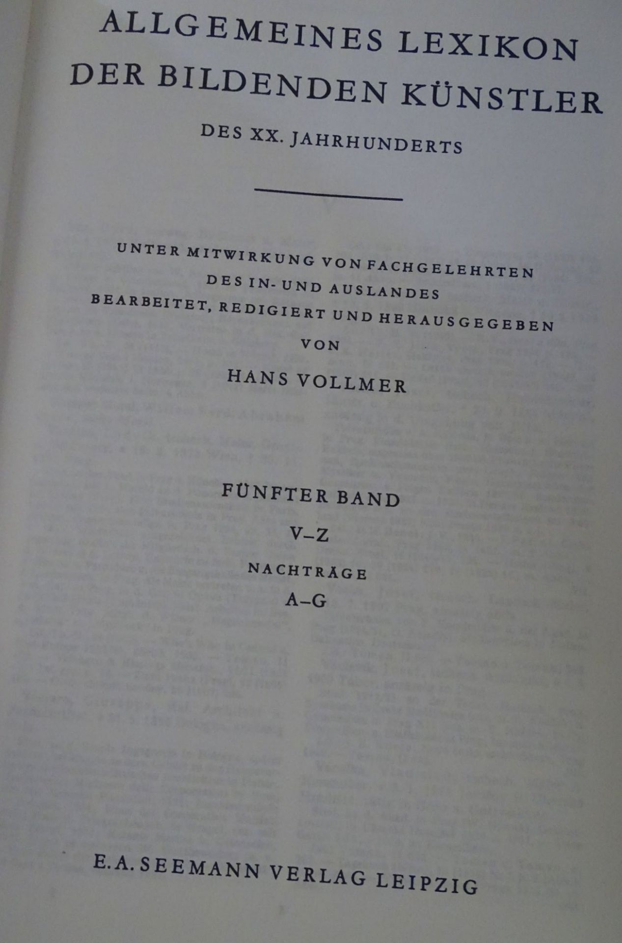 Vollmer. Allgemeines Lexikon der bildenden Künstler des Zwanzigsten Jahrhunderts. komplett in 5 - Bild 4 aus 5