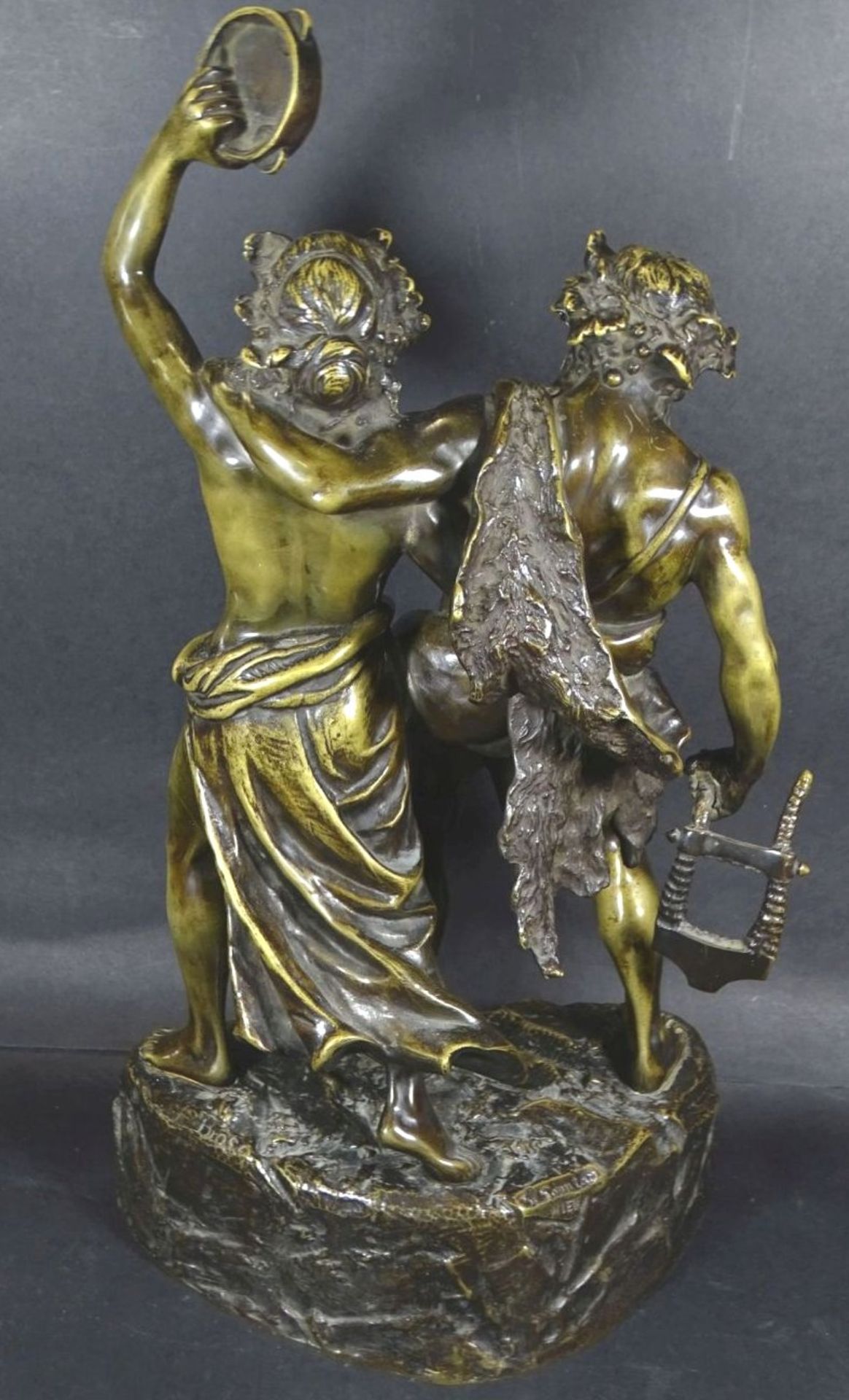 Carl BRÖSE (1880-1914) "lustige Bachanten" Bronze, Giesserei S. Sonntag, Wien, mit Messingschild, - Bild 5 aus 10