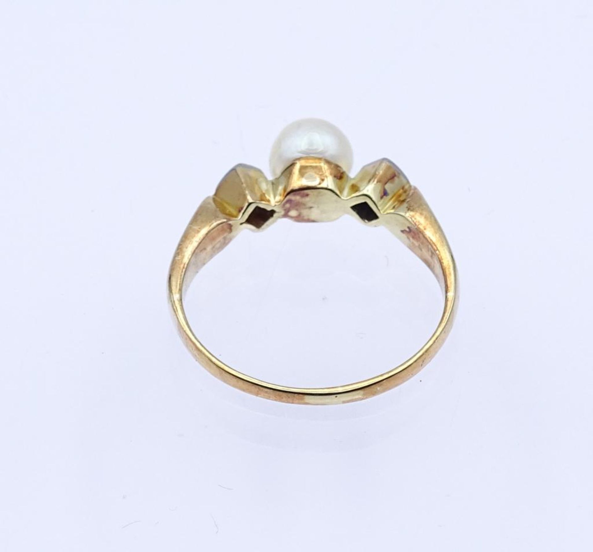 585er GG Ring mit Diamanten und Perle, 2,1gr., RG 56- - -22.61 % buyer's premium on the hammer - Bild 4 aus 4
