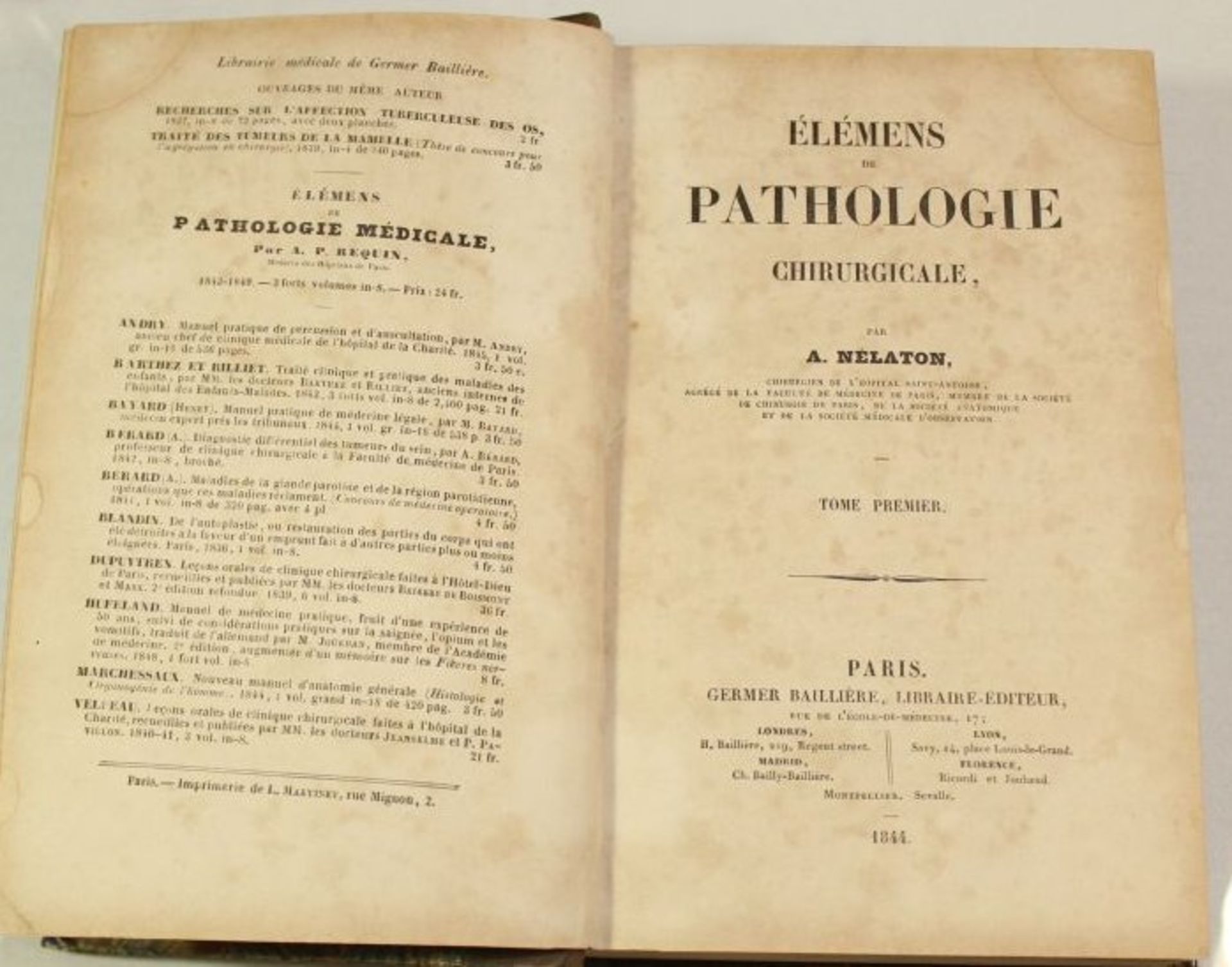 Nélaton, Auguste, Élémens de pathologie chirurgicale, 2 Bände, Paris 184- - -22.61 % buyer's premium - Bild 2 aus 2