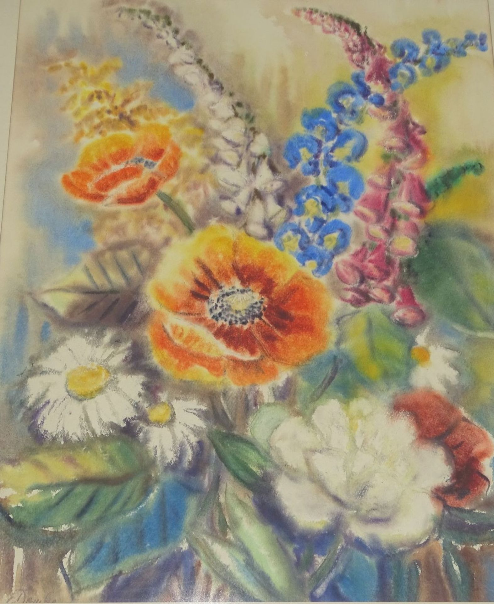 Else DOMKE (1913-2002). Blumen, Aquarell, ger/Glas, RG 90x72 cm- - -22.61 % buyer's premium on the