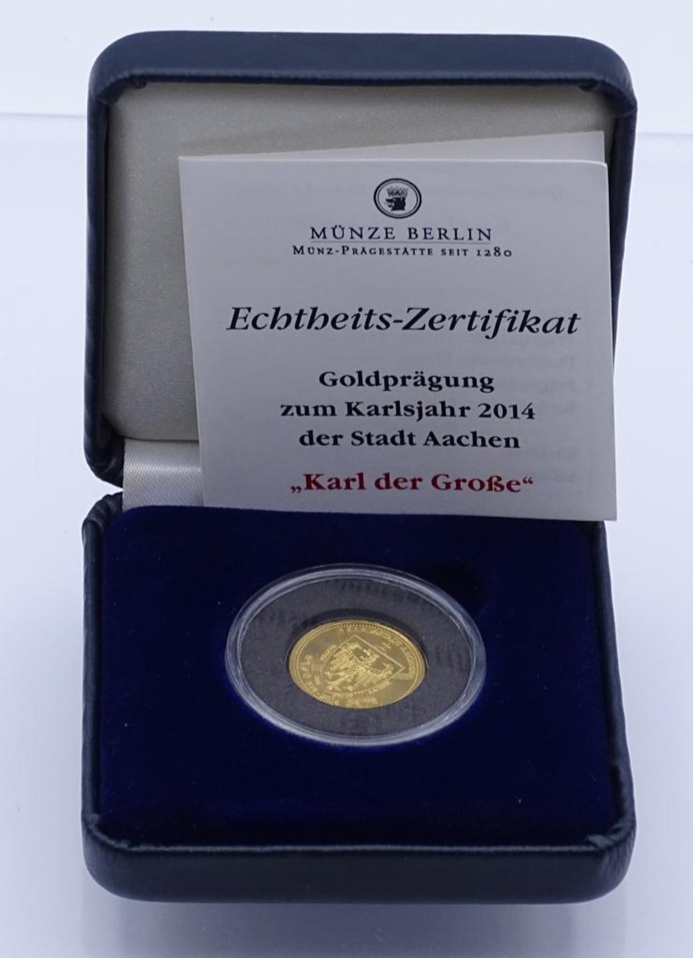 Goldmedaille "Karl der Große".Stadtwappen von Aachen,Gold 585/000,1,6gr- - -22.61 % buyer's