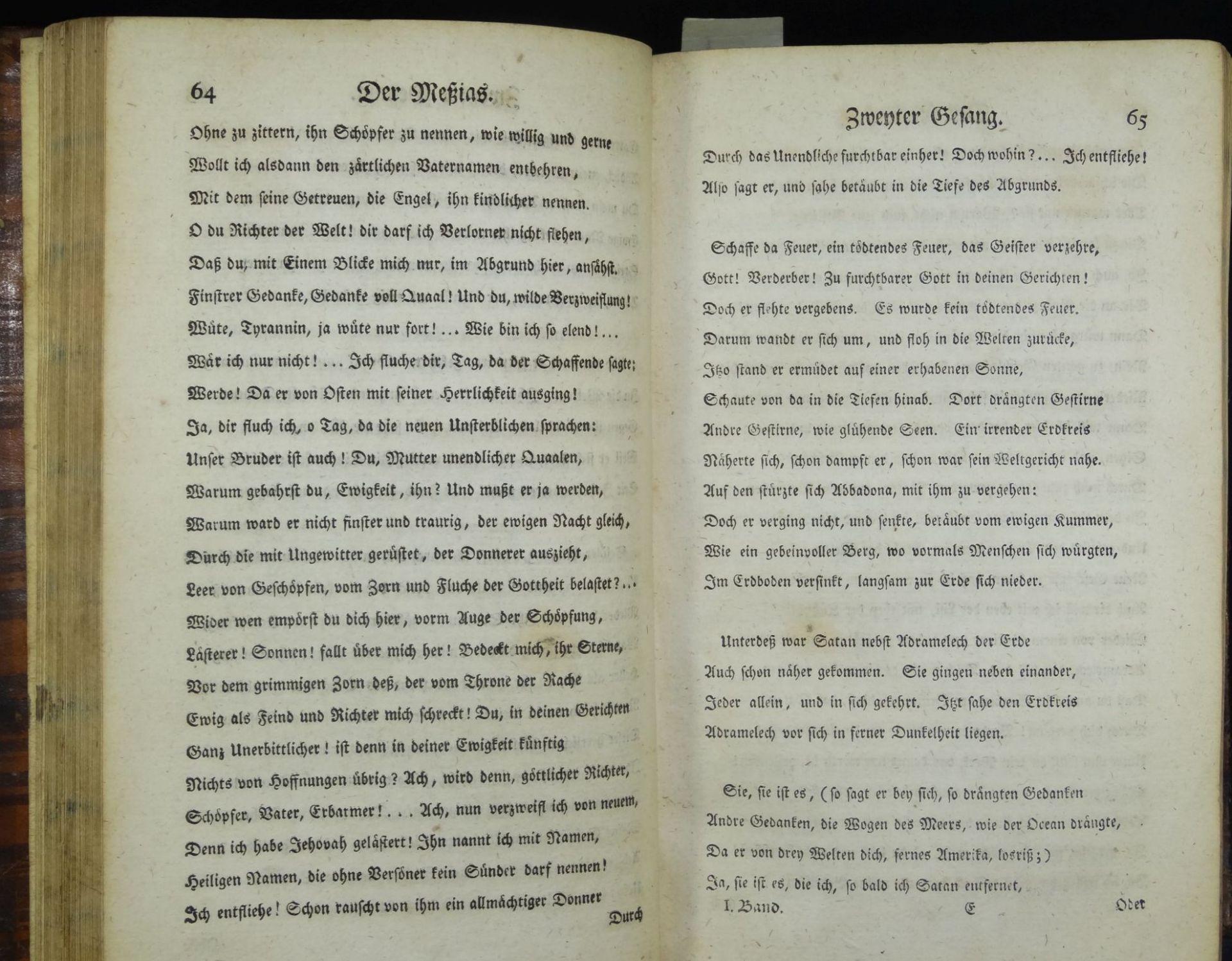 Klopstock, Friedrich Gottlieb: Der Messias. 1760, 4 Bände (1-20.Gesang) in einem Buch, - Bild 6 aus 10