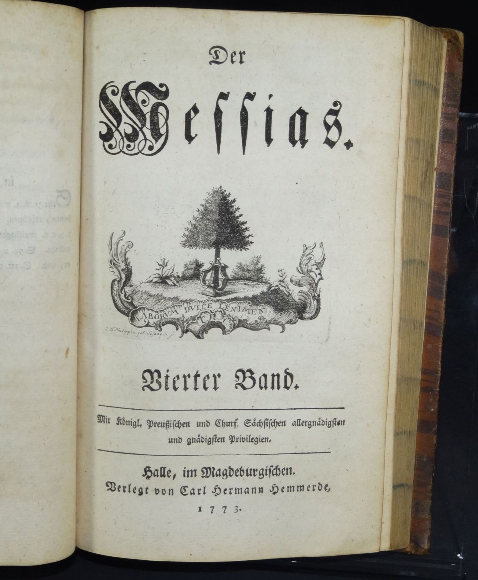 Klopstock, Friedrich Gottlieb: Der Messias. 1760, 4 Bände (1-20.Gesang) in einem Buch, - Bild 9 aus 10