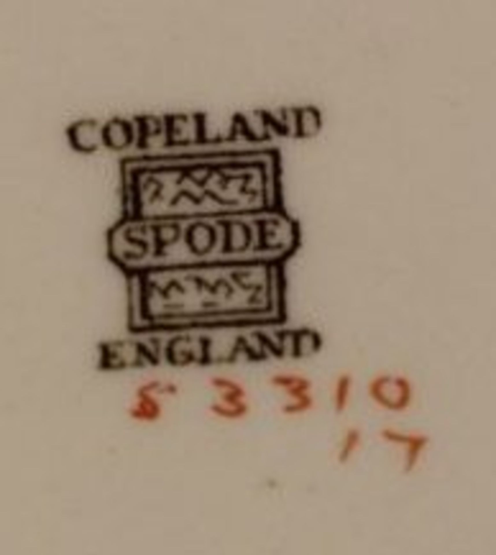 Rest-Teeservice, Copland Spode England, Gebäckteller (2x Glasurabplatzer), Teekanne, Zuckerschale, - Bild 2 aus 2