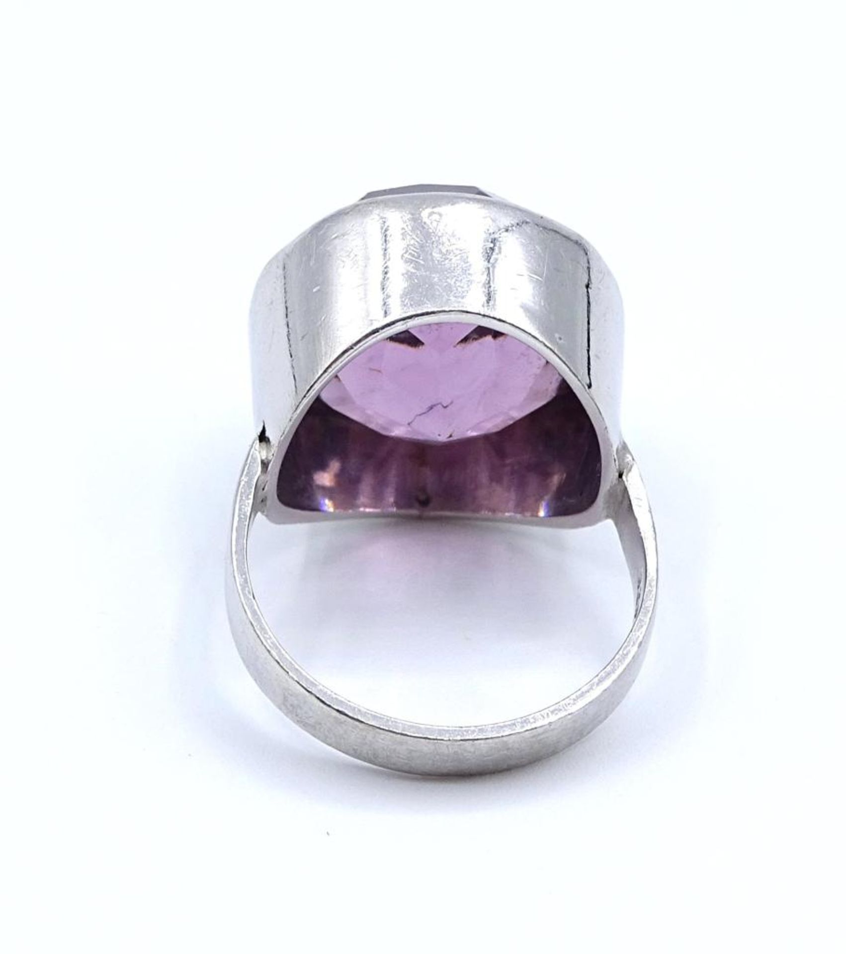 Massiver Sterling Silber 925/000 Ring mit einem facettierten Amethysten, 8,2gr., RG 53- - -22.61 % - Bild 4 aus 4