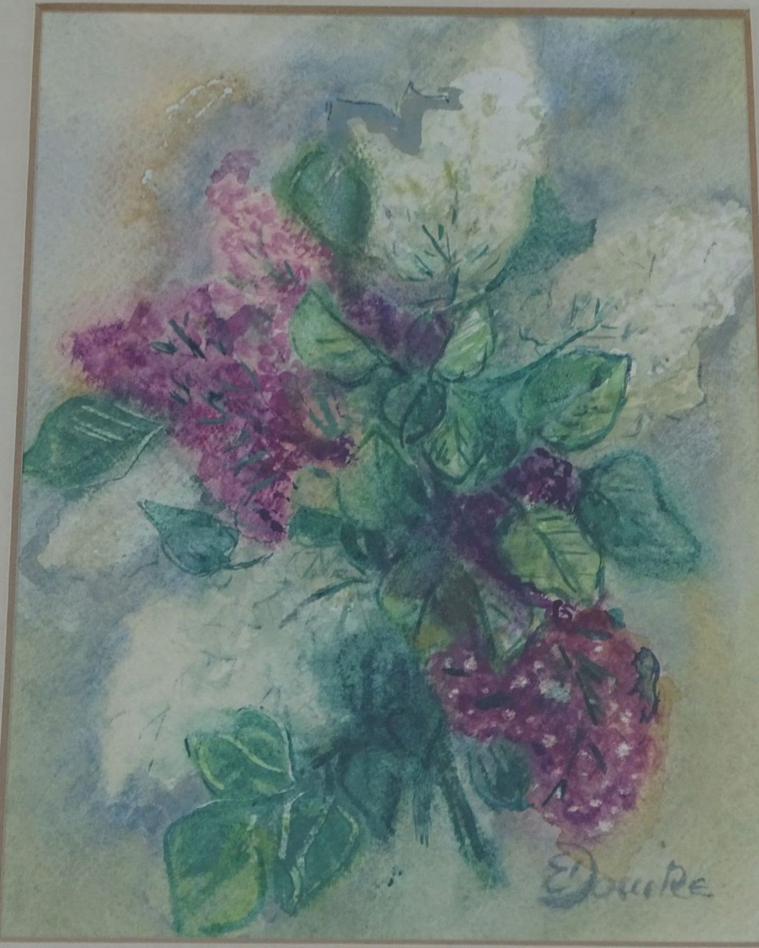 Else DOMKE (1913-2002), 3x Blumen Aquarelle, gleich gerahmt, RG 34x29 cm- - -22.61 % buyer's premium - Bild 7 aus 7