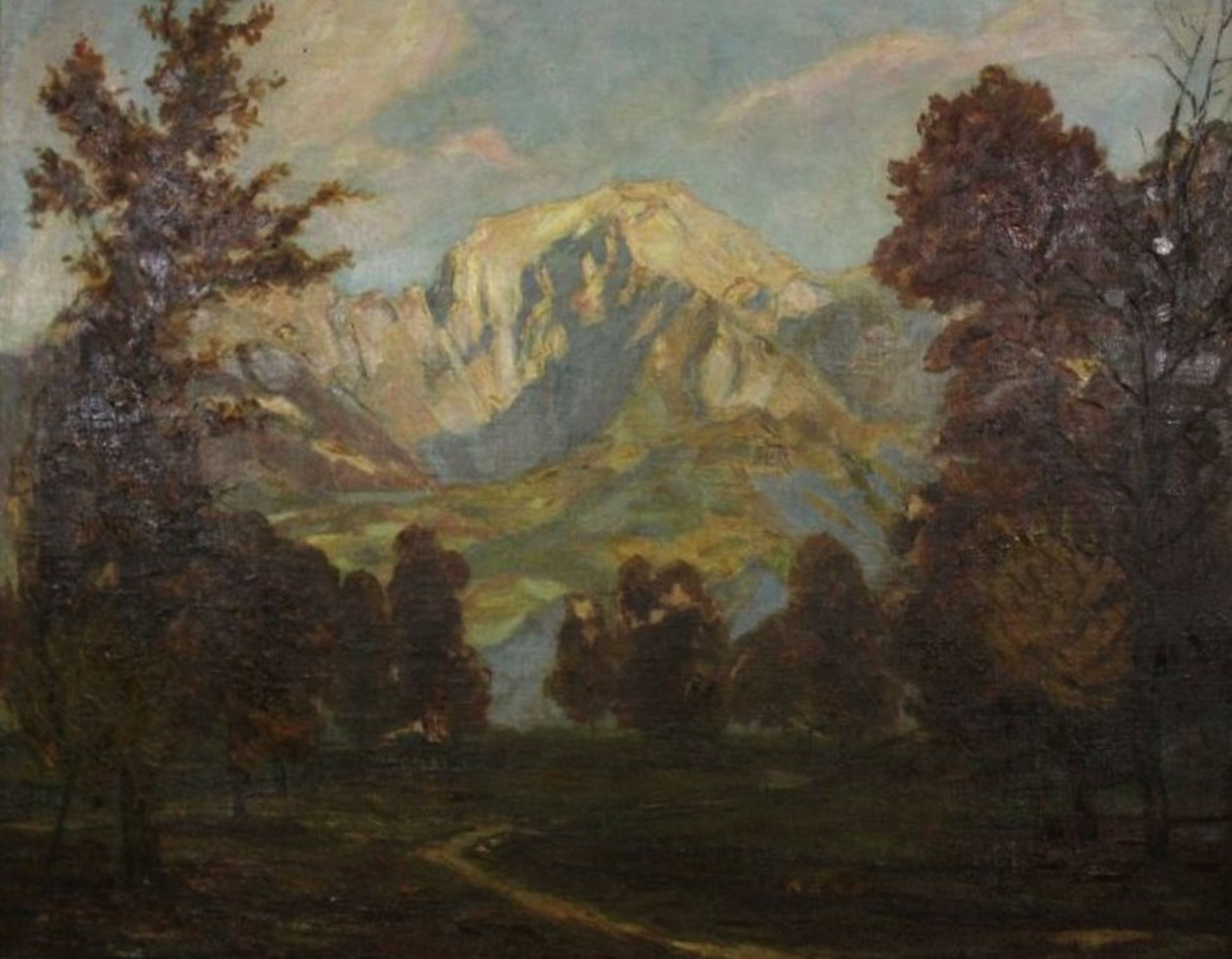 P. Färber o.ä. "Hohe Göll", Öl/Leinwand, gerahmt, RG 92 x 111- - -22.61 % buyer's premium on the