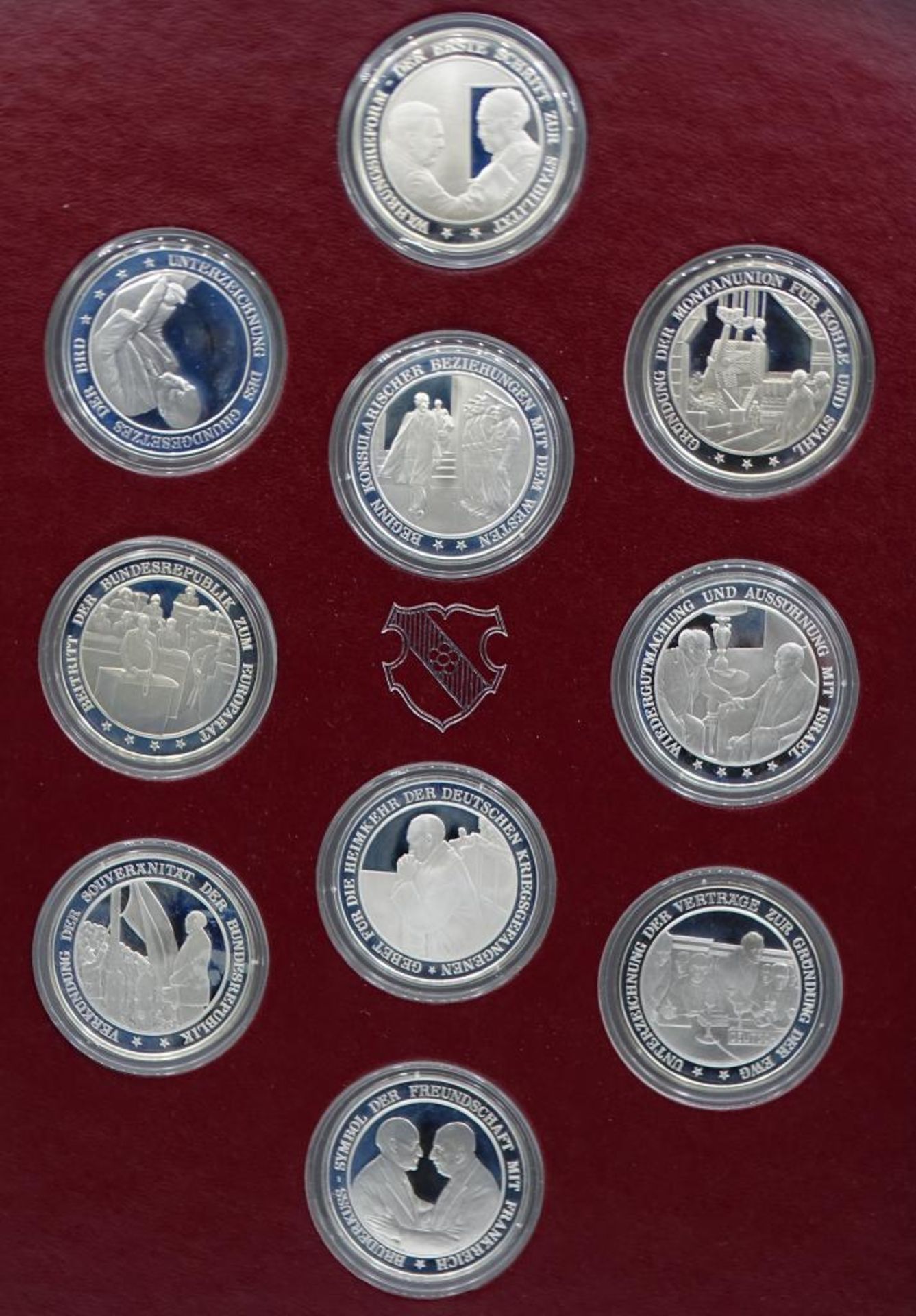 "Die Ära Adenauer",Sammlung von Gedenkmedaillen,Sterling Silber 925/00- - -22.61 % buyer's premium - Bild 2 aus 5