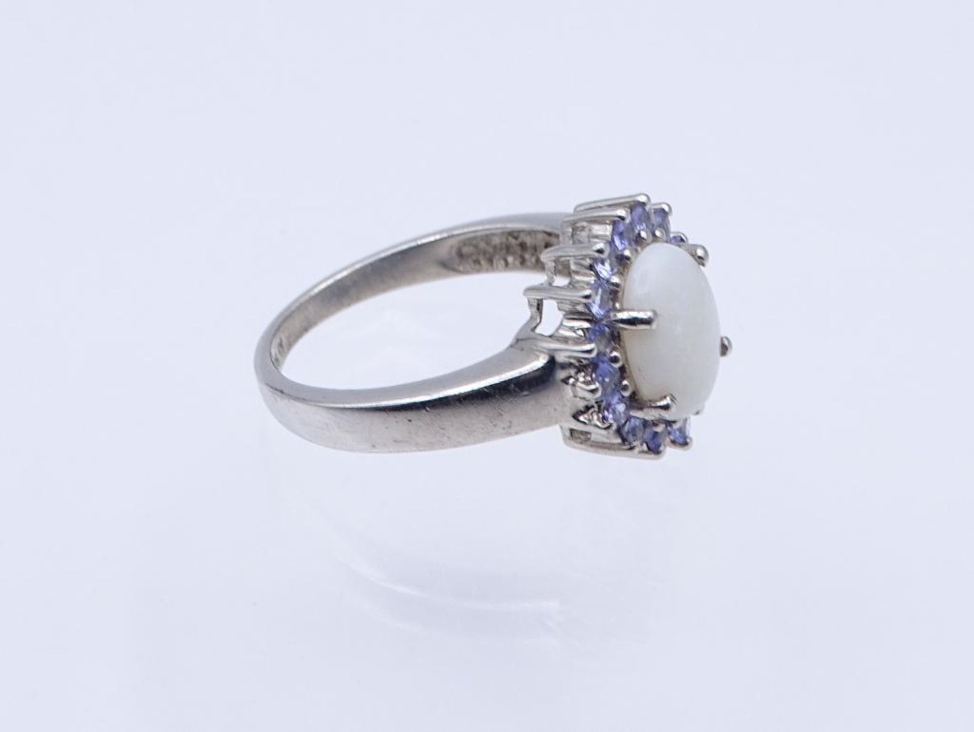 Silber Ring mit Opal und violetten facettierten Steinen, Silber 4,5gr., RG 59- - -22.61 % buyer's - Bild 2 aus 3