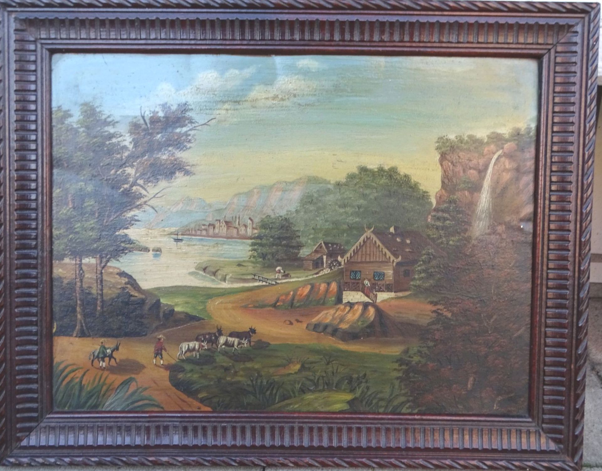 Johannes Pfannstiel (1856) Uetersen, 1873, Landschaft an See, Öl/Blech,32x43 cm gerahmt, - Bild 2 aus 5