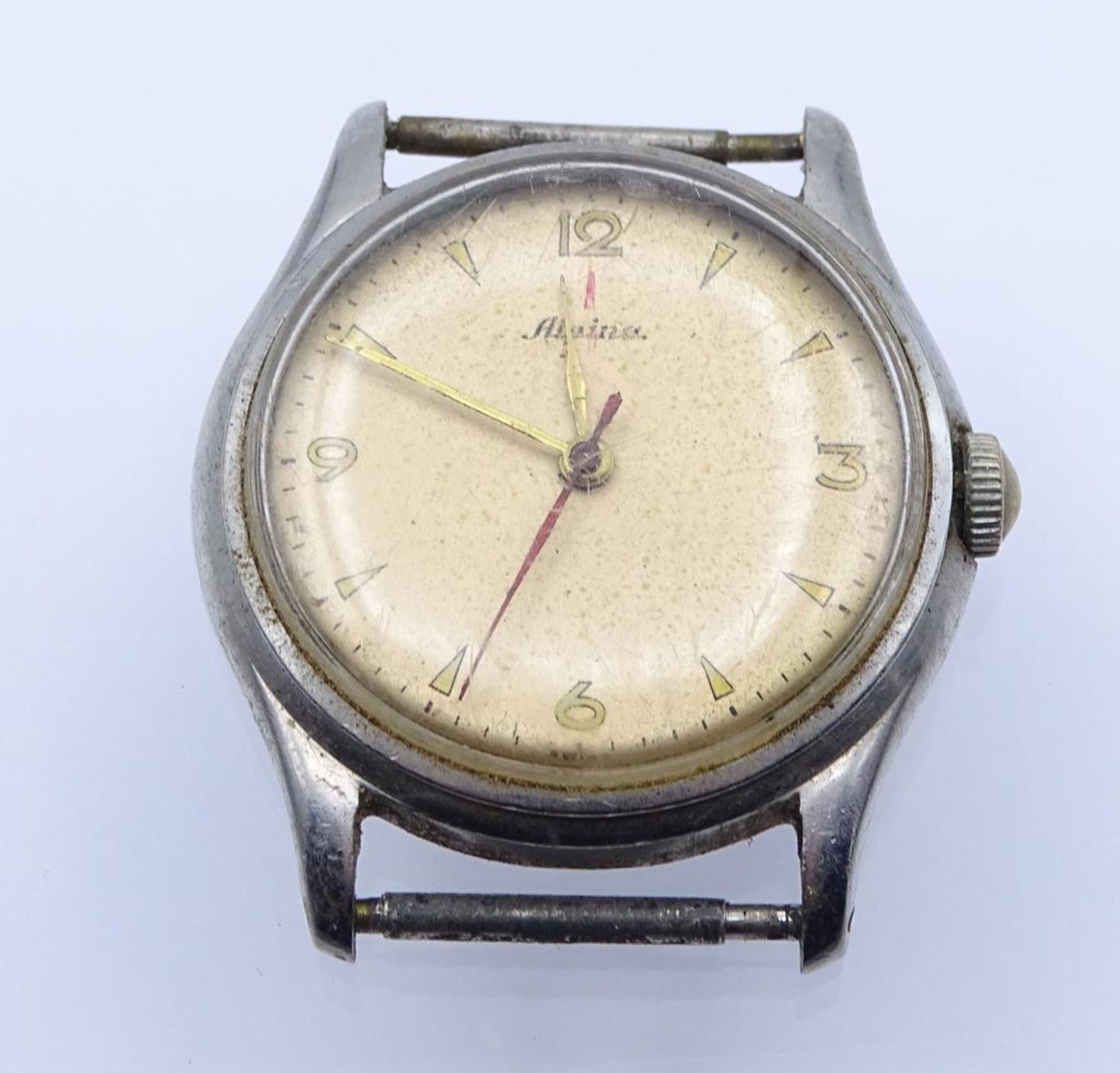 Armbanduhr "Alpina",Cal. 588,mechanisch,Werk läuft,Edelstahl,Gehäuse d-32mm,Tragespuren,ohne