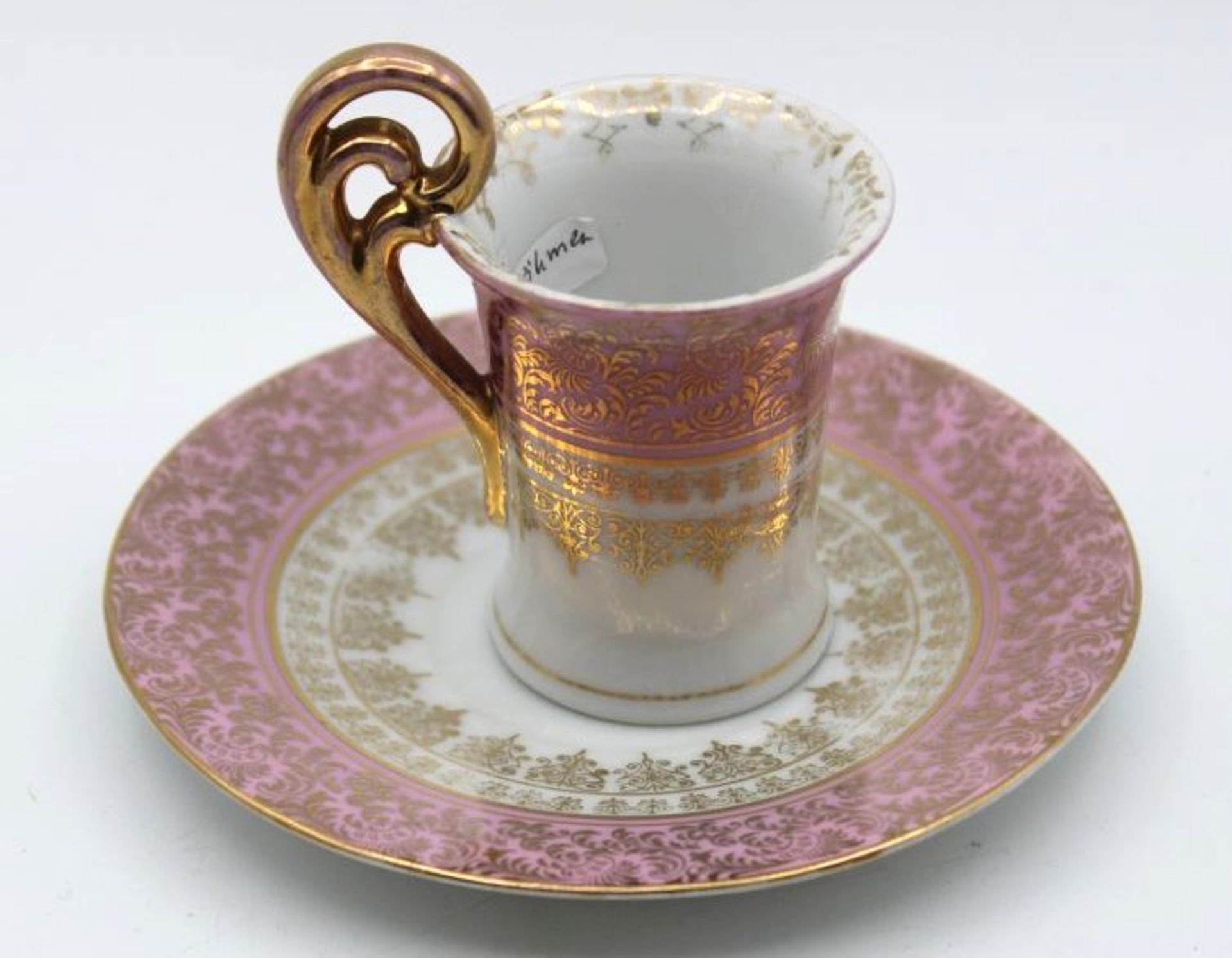 Mokkatasse mit U.T., antikisierende Szene, wohl Porzellanmaler Josef Riedl, um 1900, Tasse H-8cm.- - - Bild 3 aus 4