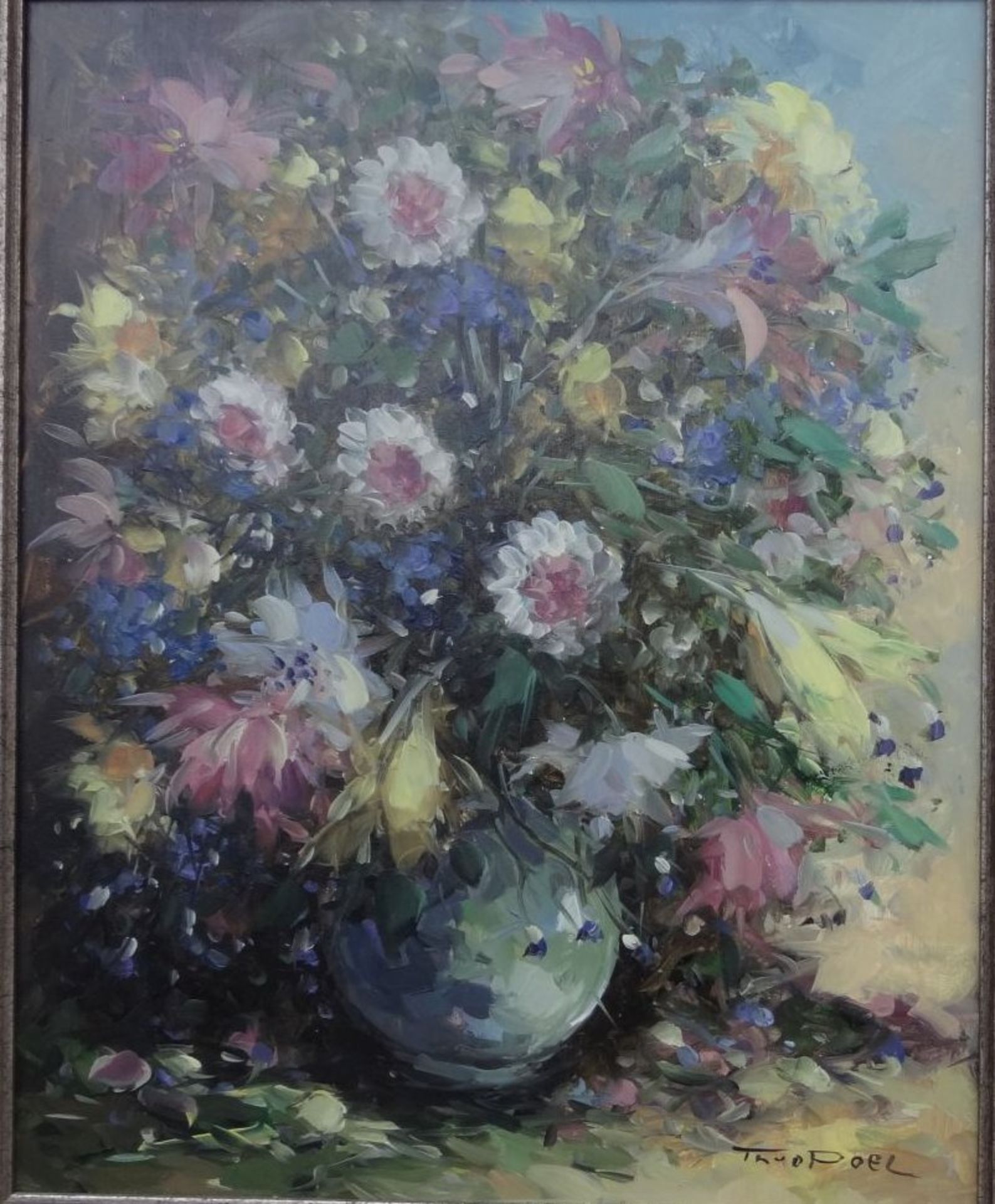 Theo VAN DER POEL (1951) "Blumen in Vase" Öl/Holz, gerahmt, RG 70x60 c- - -22.61 % buyer's premium