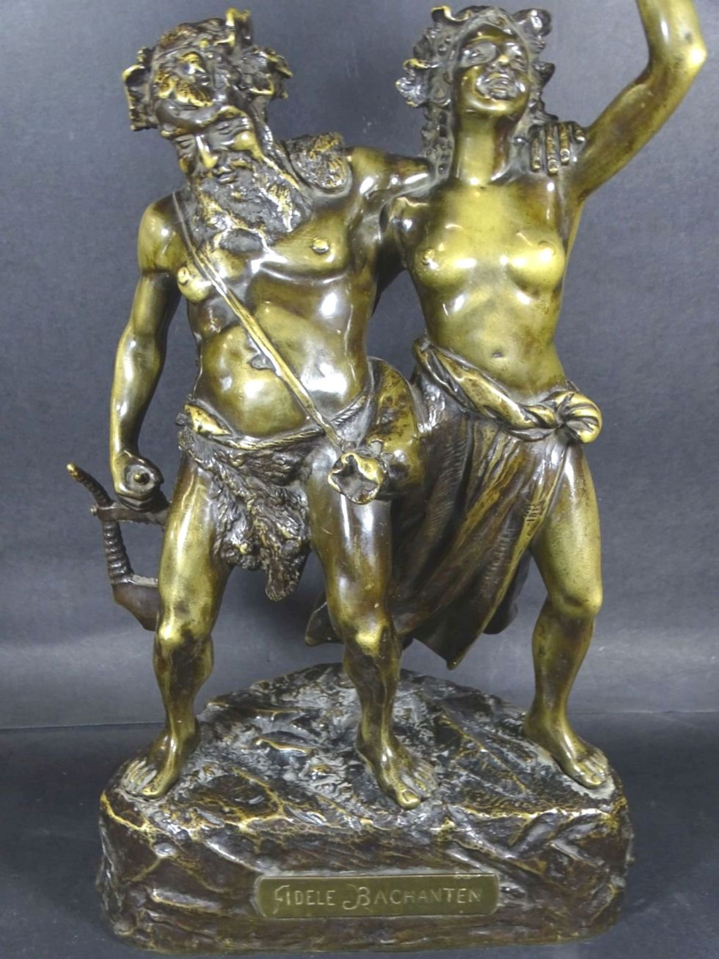 Carl BRÖSE (1880-1914) "lustige Bachanten" Bronze, Giesserei S. Sonntag, Wien, mit Messingschild, - Bild 3 aus 10