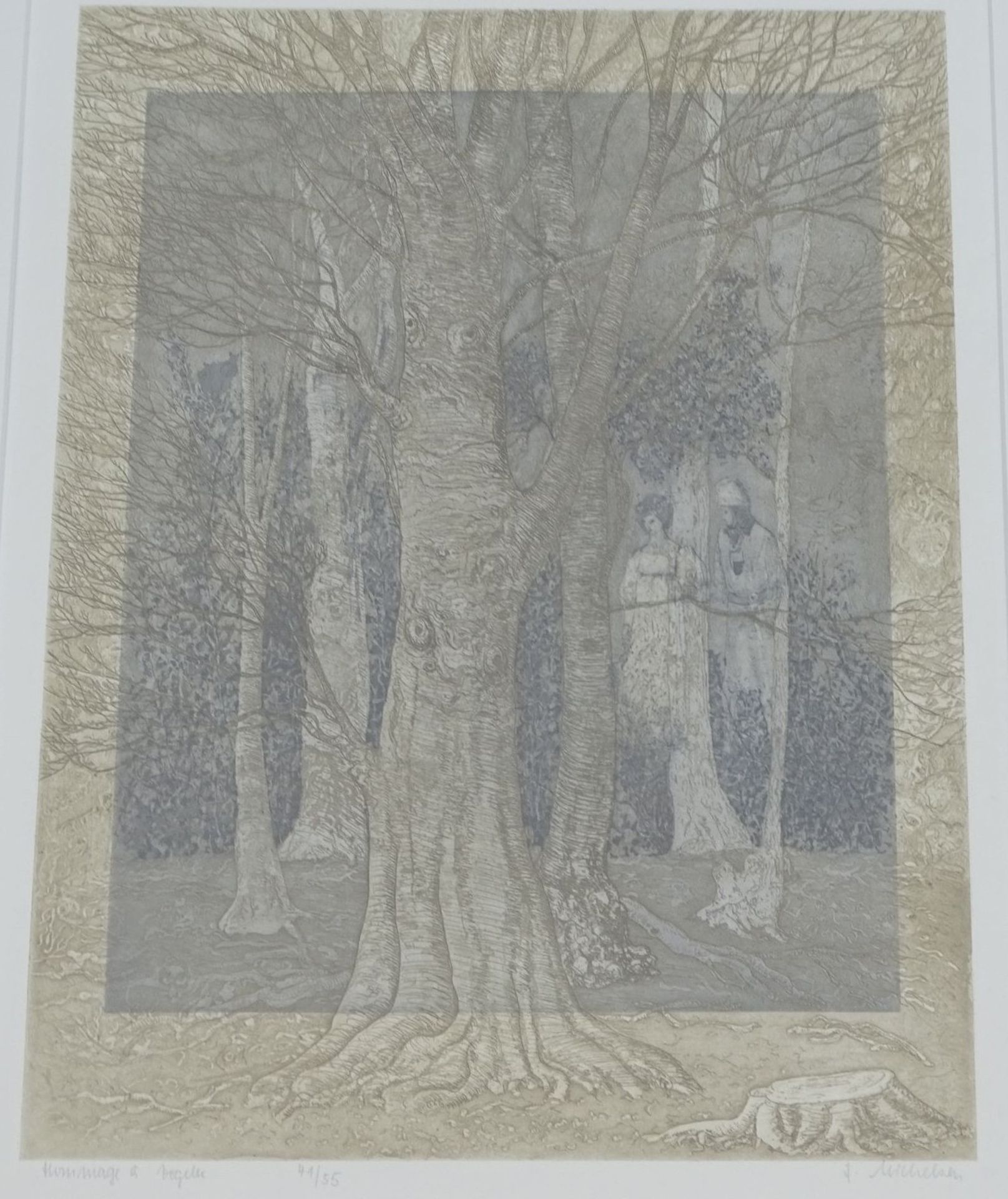 Friederike MICHELSEN (1923) "Hommage a Vogeler", Lithografie, Nr. 41/55, Lithografie, ger/Glas,