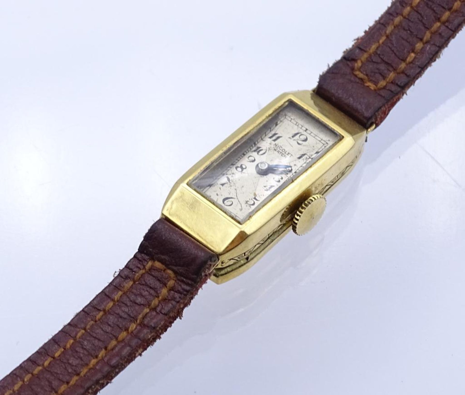 DAU "Nicolet Watch", GG Gehäuse 18K, mechanisch,Werk steht,Gehäuse 2,4x1,1cm,Deckel gedell- - -22.61 - Bild 2 aus 3