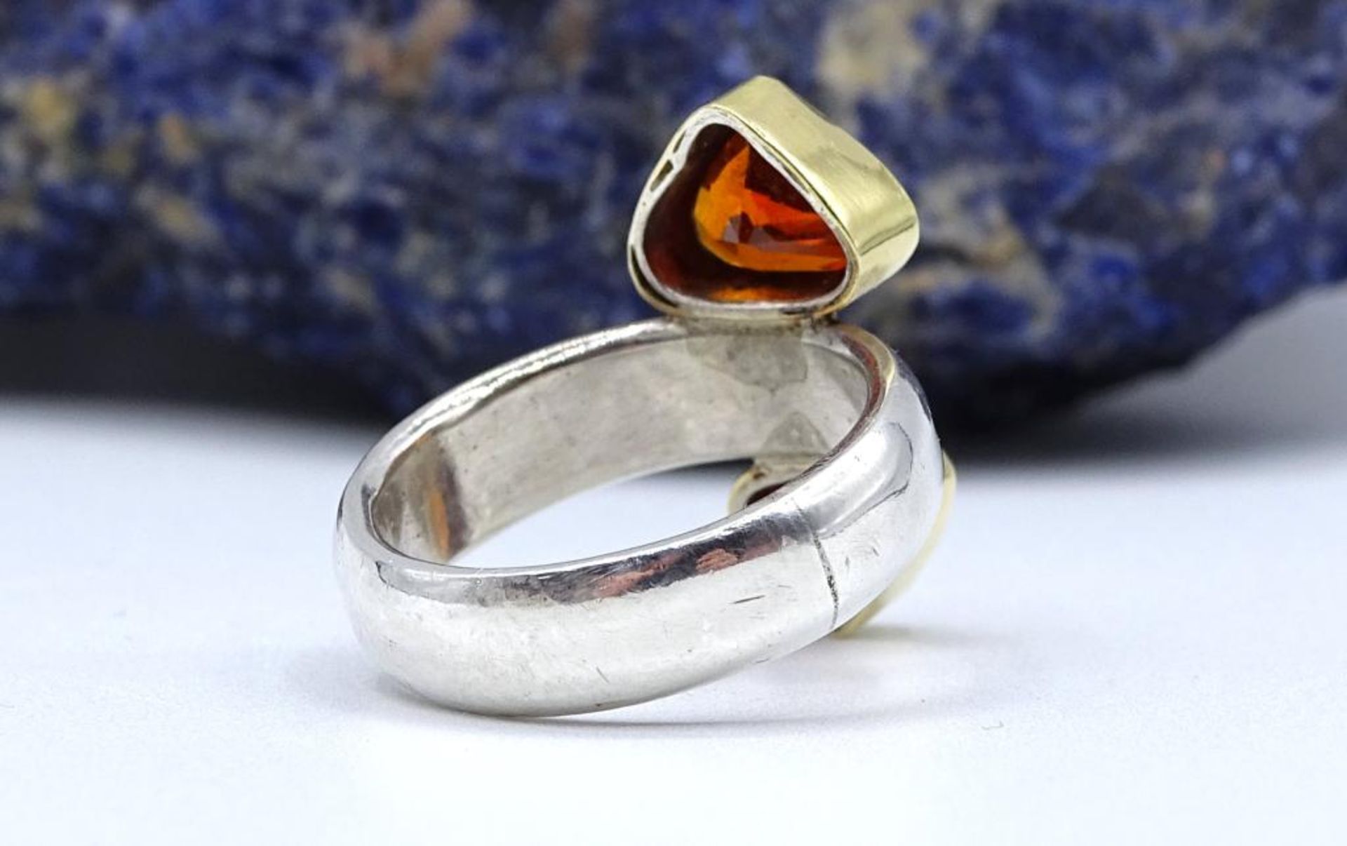 Ring, Silber/Gold-750-, wohl Mandarin Granat, 8,7gr., RG 55- - -22.61 % buyer's premium on the - Bild 6 aus 6