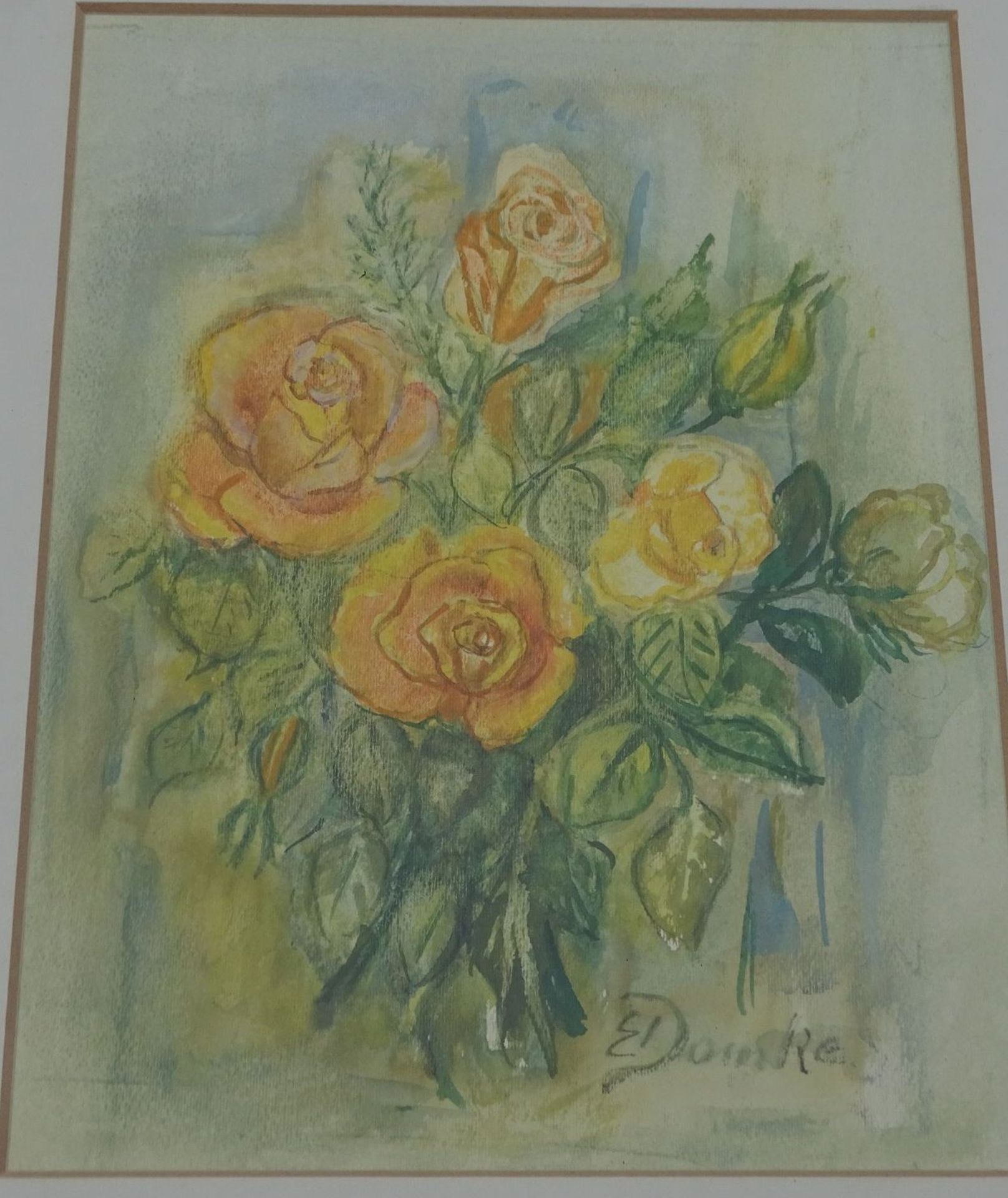 Else DOMKE (1913-2002), 3x Blumen Aquarelle, gleich gerahmt, RG 34x29 cm- - -22.61 % buyer's premium - Bild 3 aus 7