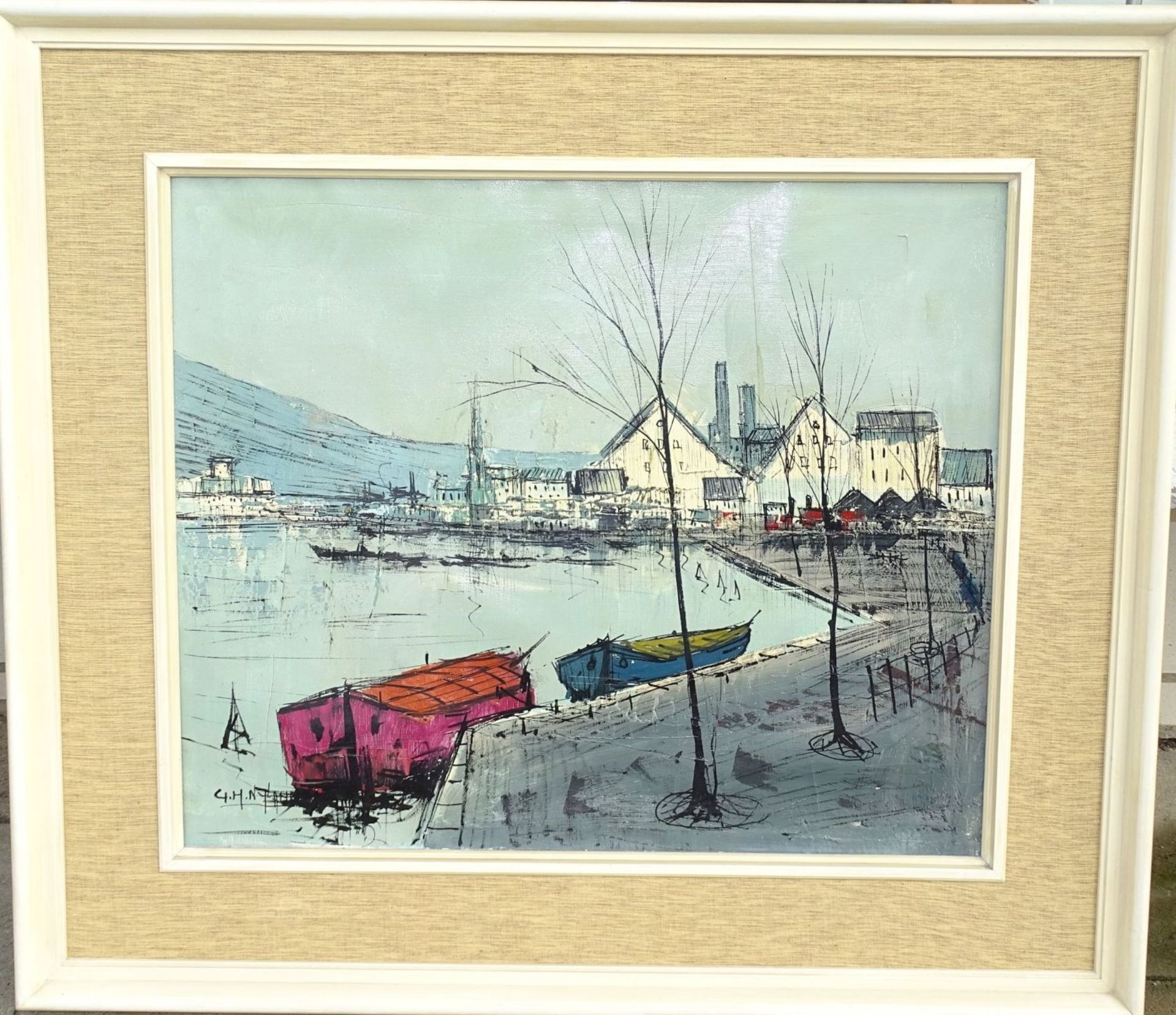 C, H. Nyland "skand. Hafenszene", Öl/Leinen, gerahmt, RG 74x83 c- - -22.61 % buyer's premium on