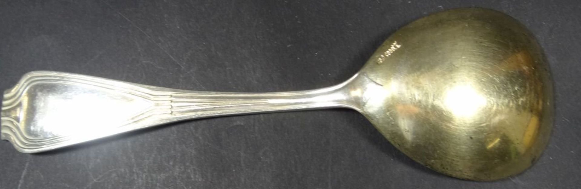 Jugendstil-Vorlegelöffel, Silber-800-. Laffe leicht vergoldet, L-21 cm, 62 gr- - -22.61 % buyer's - Bild 4 aus 5