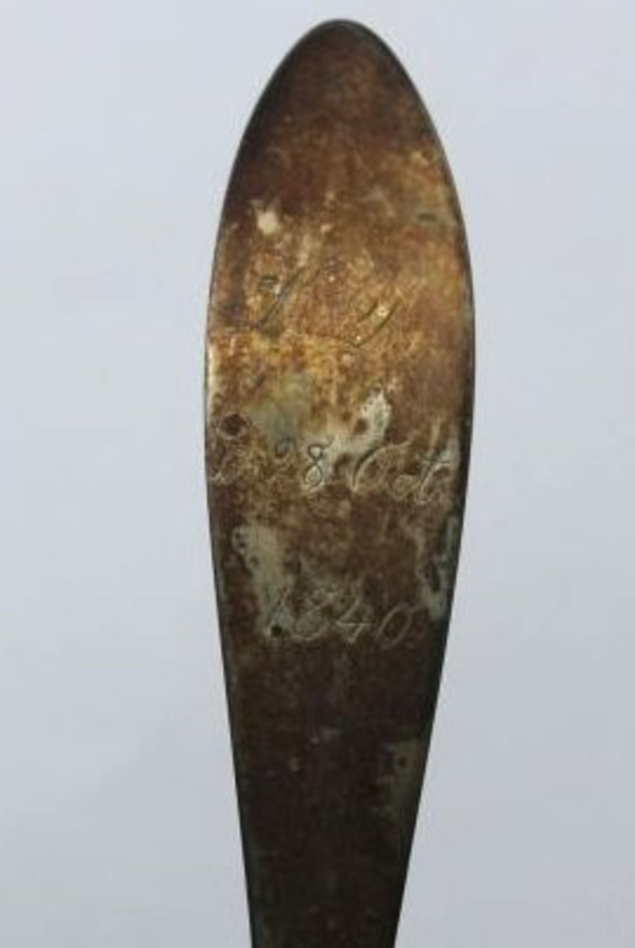 12lötiger Löffel, Gravur und Datierung 28. Oct. 1840, Meister "FK", 24,7gr., L-19cm- - -22.61 % - Bild 2 aus 3