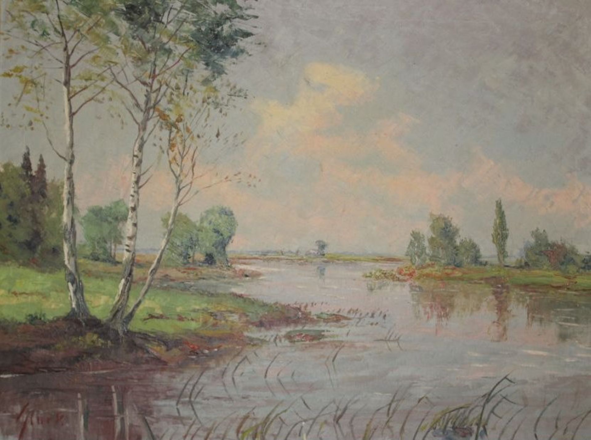 Fritz STARK (1916-1998), norddt. Flusslandschaft, Öl/Leinwand, gerahmt, RG 72 x 91cm.- - -22.61 %