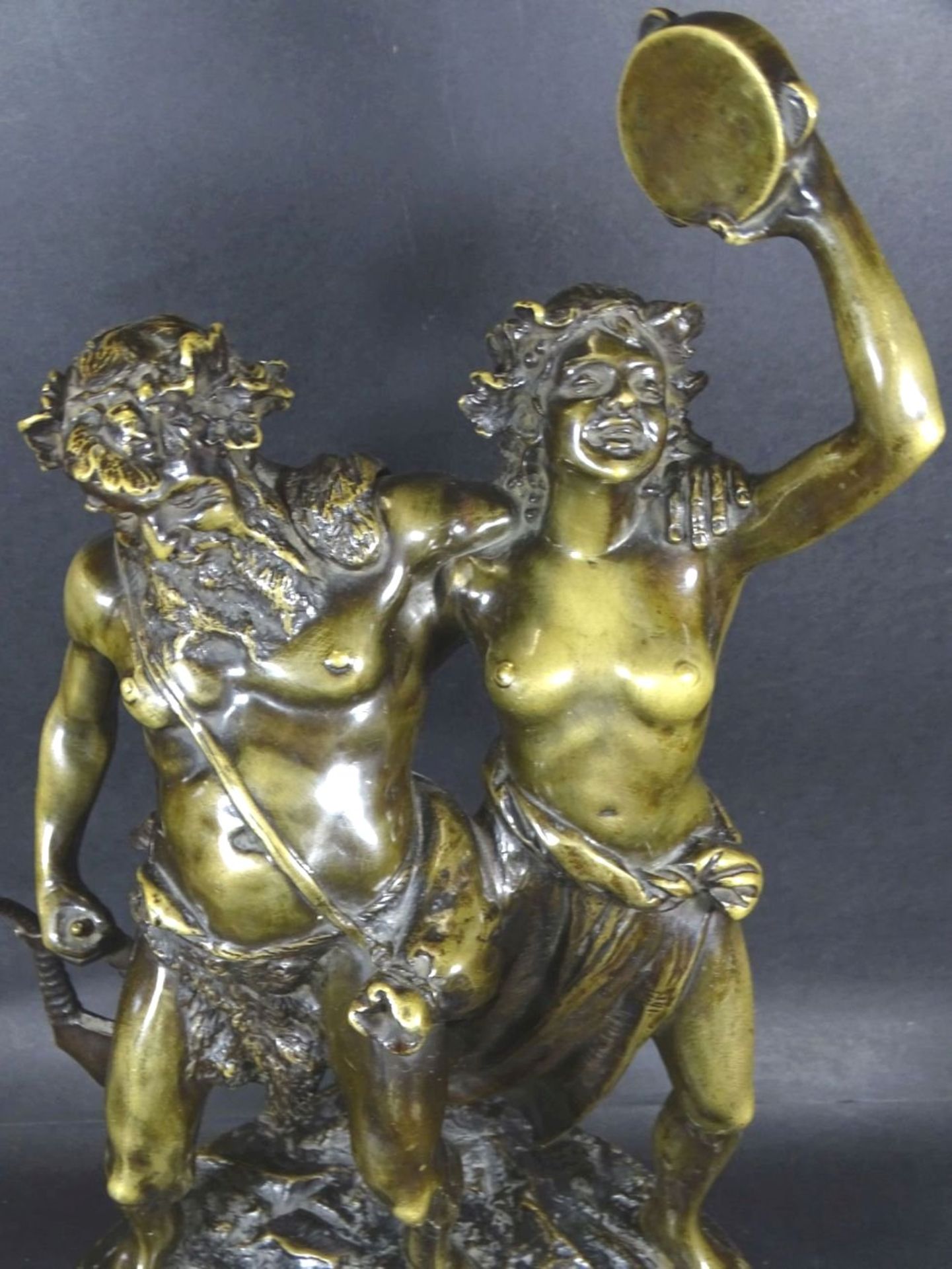 Carl BRÖSE (1880-1914) "lustige Bachanten" Bronze, Giesserei S. Sonntag, Wien, mit Messingschild, - Bild 2 aus 10