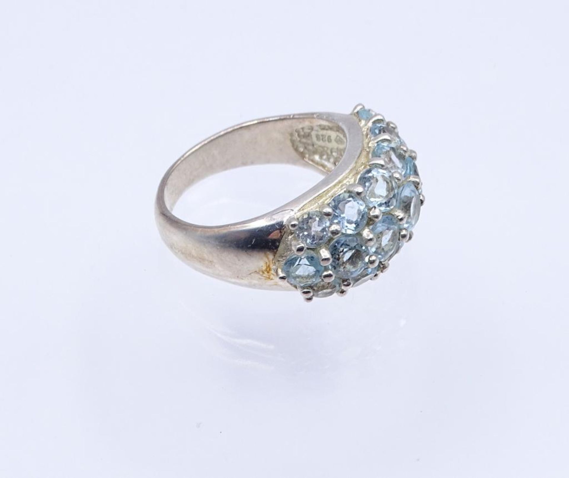 Silber Ring mit blauen facettierten Steinen, Silber 925/000,8,3gr., RG 59- - -22.61 % buyer's - Bild 2 aus 3