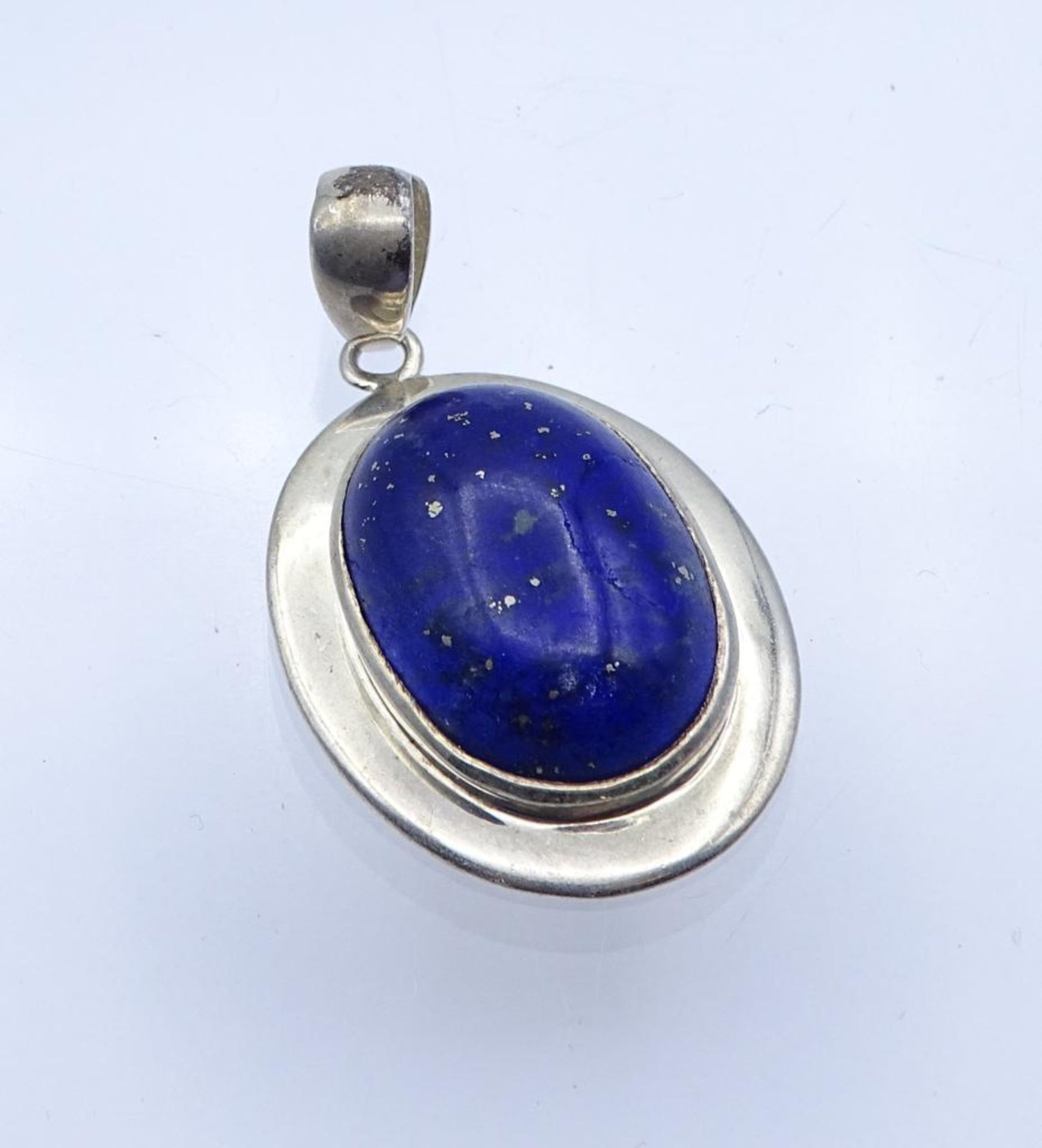 Anhänger, Sterling Silber mit einen Lapislazuli Cabochon,Silber 925/000,L- 3,4cm, 5,9gr- - -22.