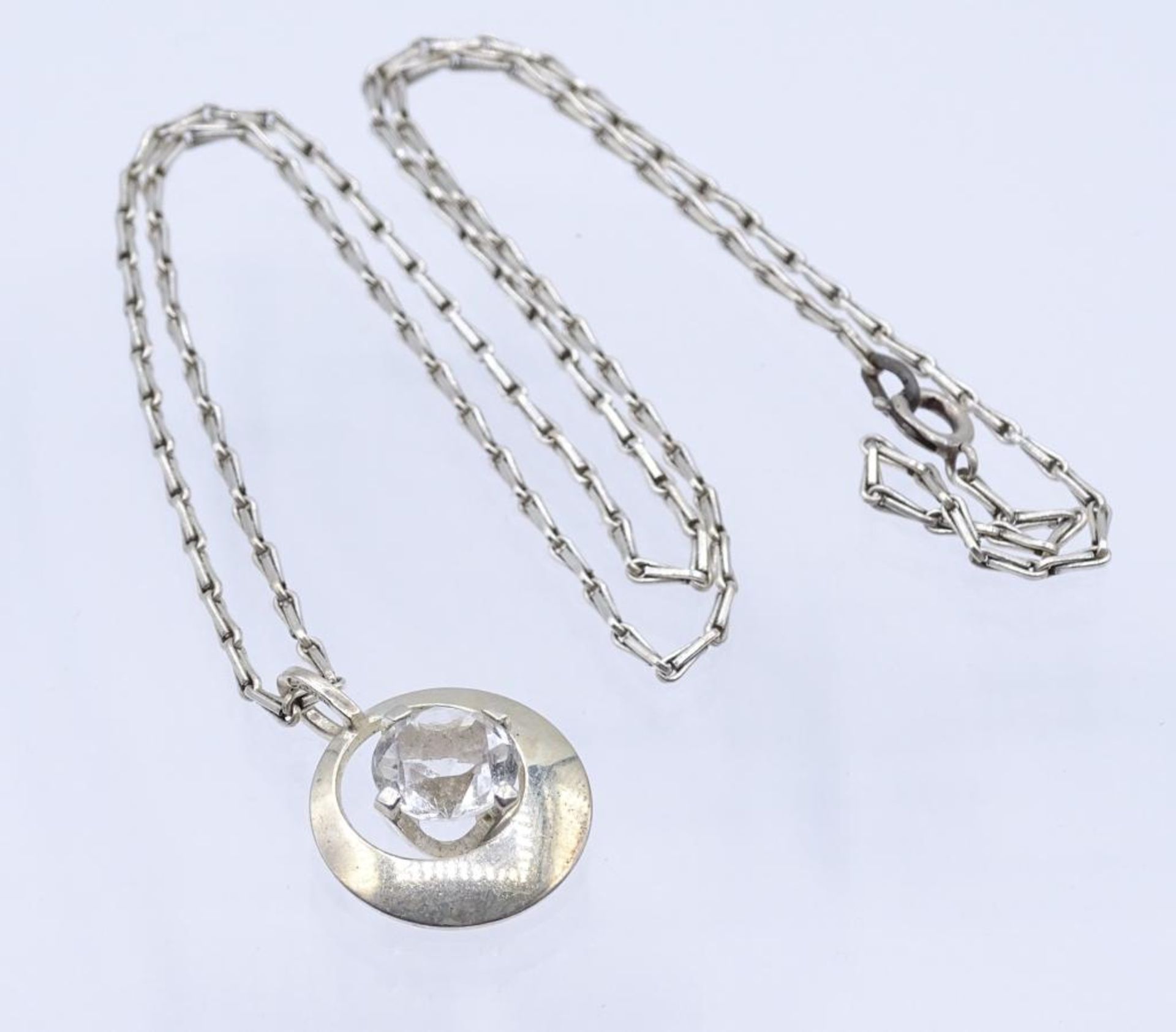 Halskette mit Anhänger, Bergkristall Besatz,Silber, zus.6,0gr., ca.L- 50c- - -22.61 % buyer's