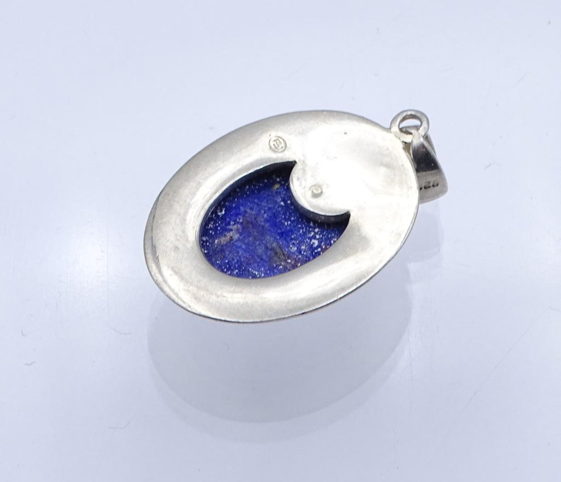 Anhänger, Sterling Silber mit einen Lapislazuli Cabochon,Silber 925/000,L- 3,4cm, 5,9gr- - -22. - Bild 4 aus 4