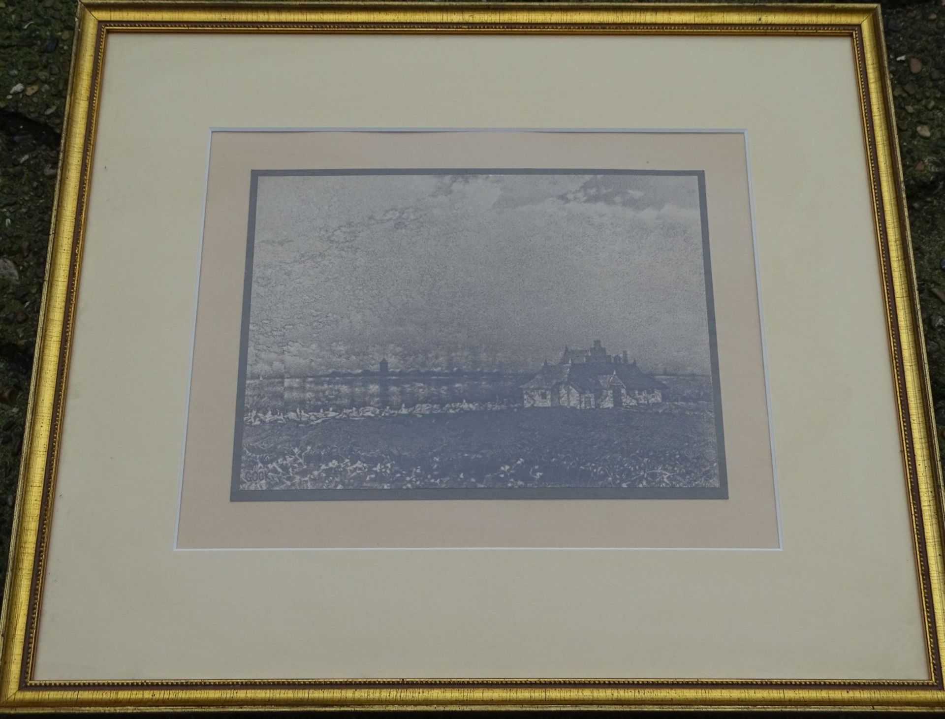 Ernst GOCK (1869-1957) "Insel Neuwerk, von Sahlenburg aus gesehen" Zeichnung, BG 18x24 cm, ger/Glas, - Bild 3 aus 5