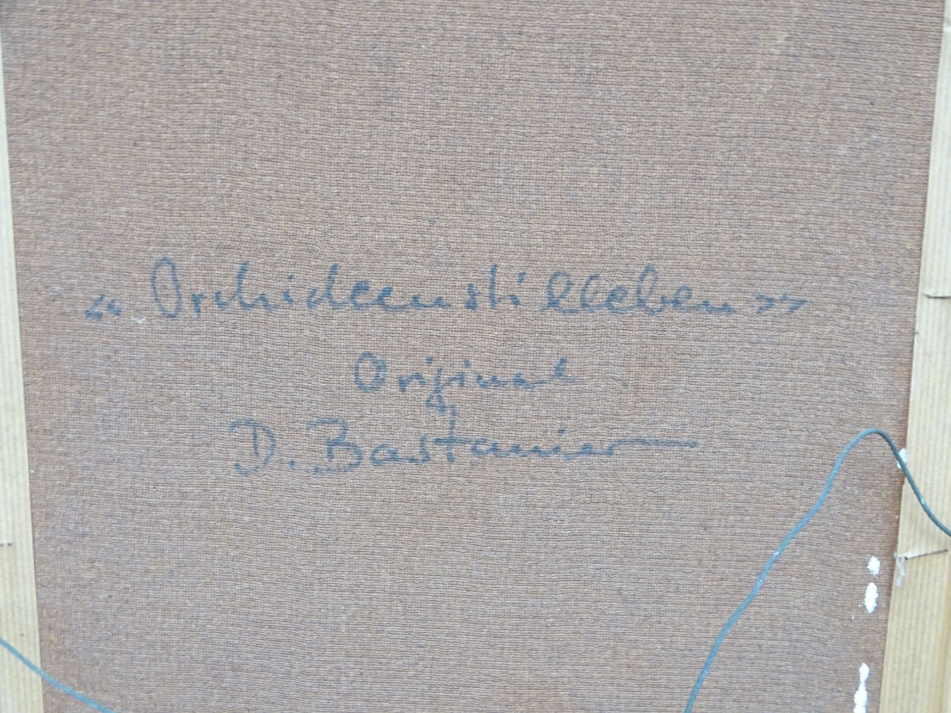 Dorothea BASTANIER (1924-1970) "Orchidee mit brennender Kerze" Öl/Hartfaserplatte, gerahmt,RG 40 x - Bild 5 aus 5