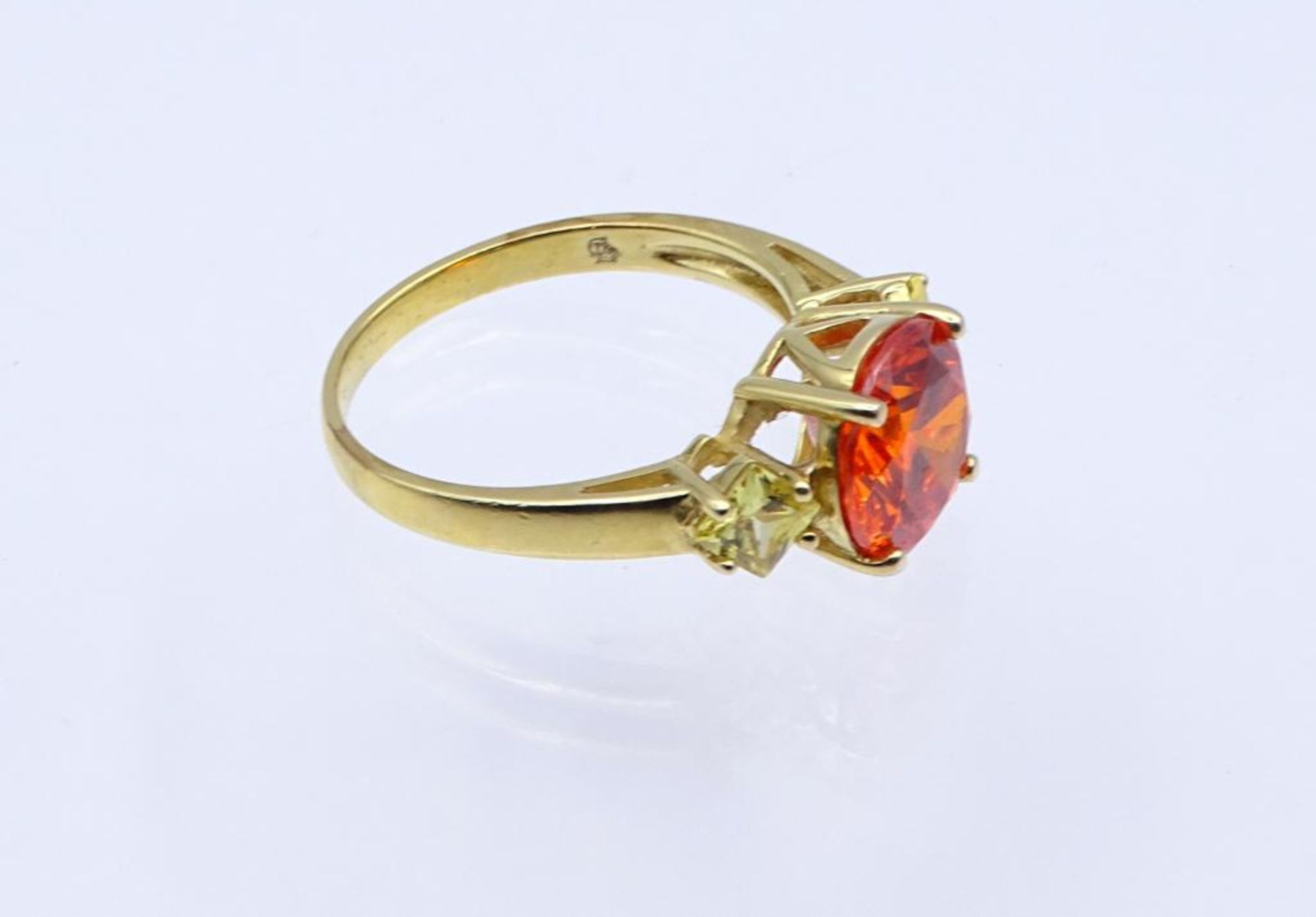 Farbstein-Silber-Ring,vergoldet,Silber 925/000, 4,6gr., RG 60- - -22.61 % buyer's premium on the - Bild 2 aus 3