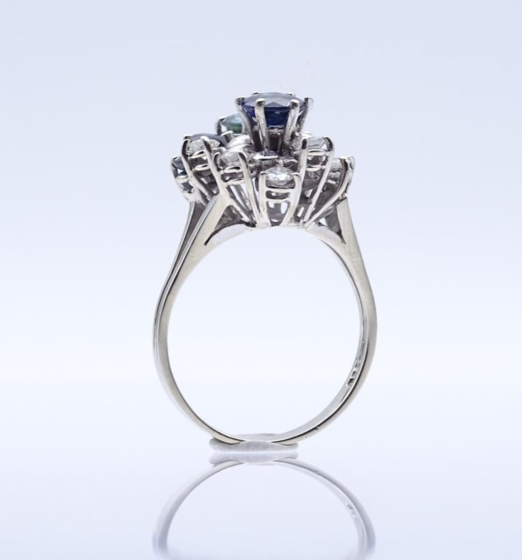 750er WG Ring mit 6 Saphiren und 5 Brillanten,zus.ca.0,30ct., 5,93gr., RG 58- - -22.61 % buyer's - Bild 3 aus 10