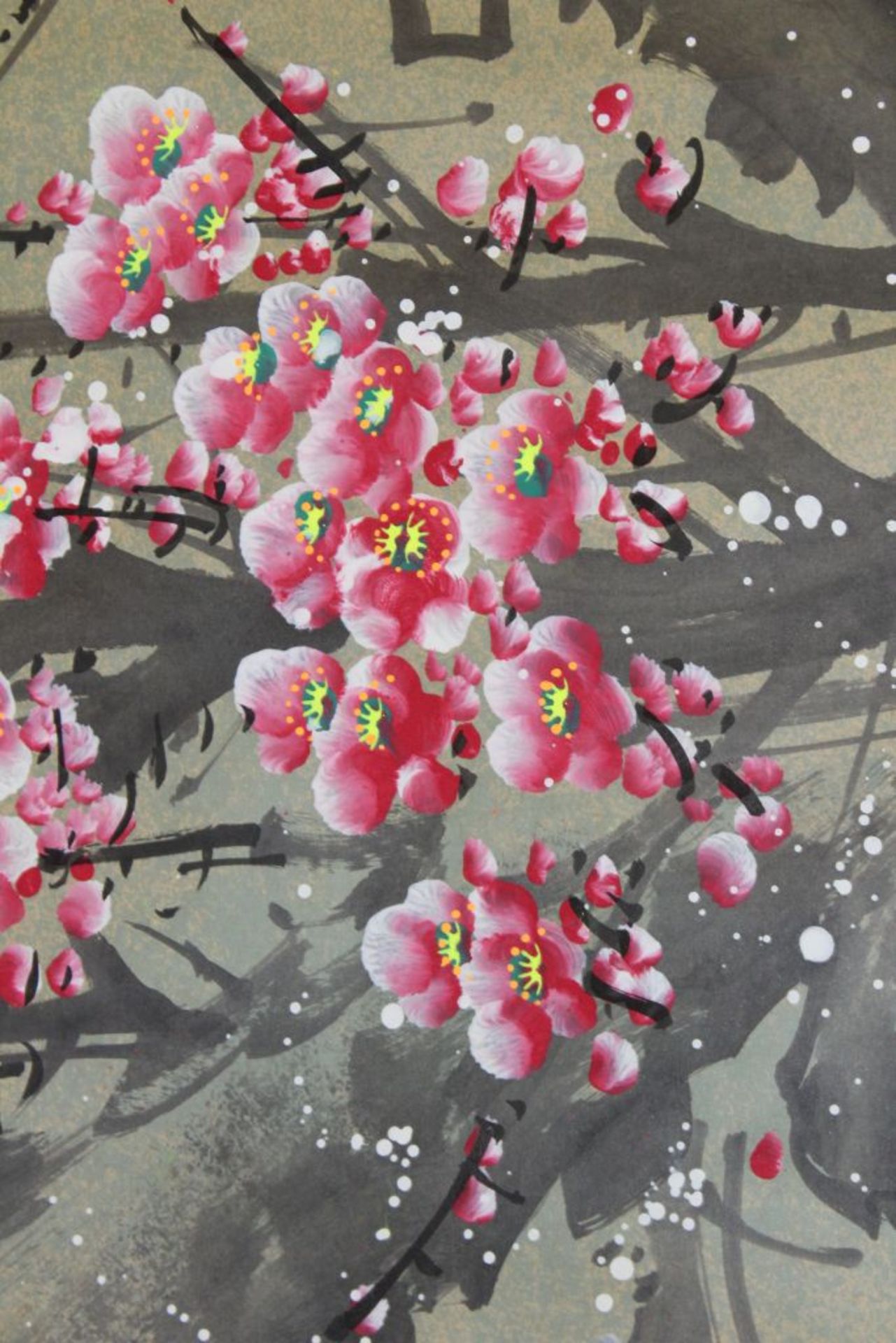 gr. Rollbild, China, Kirschblüten und Vögel, 180 x 73cm- - -22.61 % buyer's premium on the hammer - Bild 3 aus 3