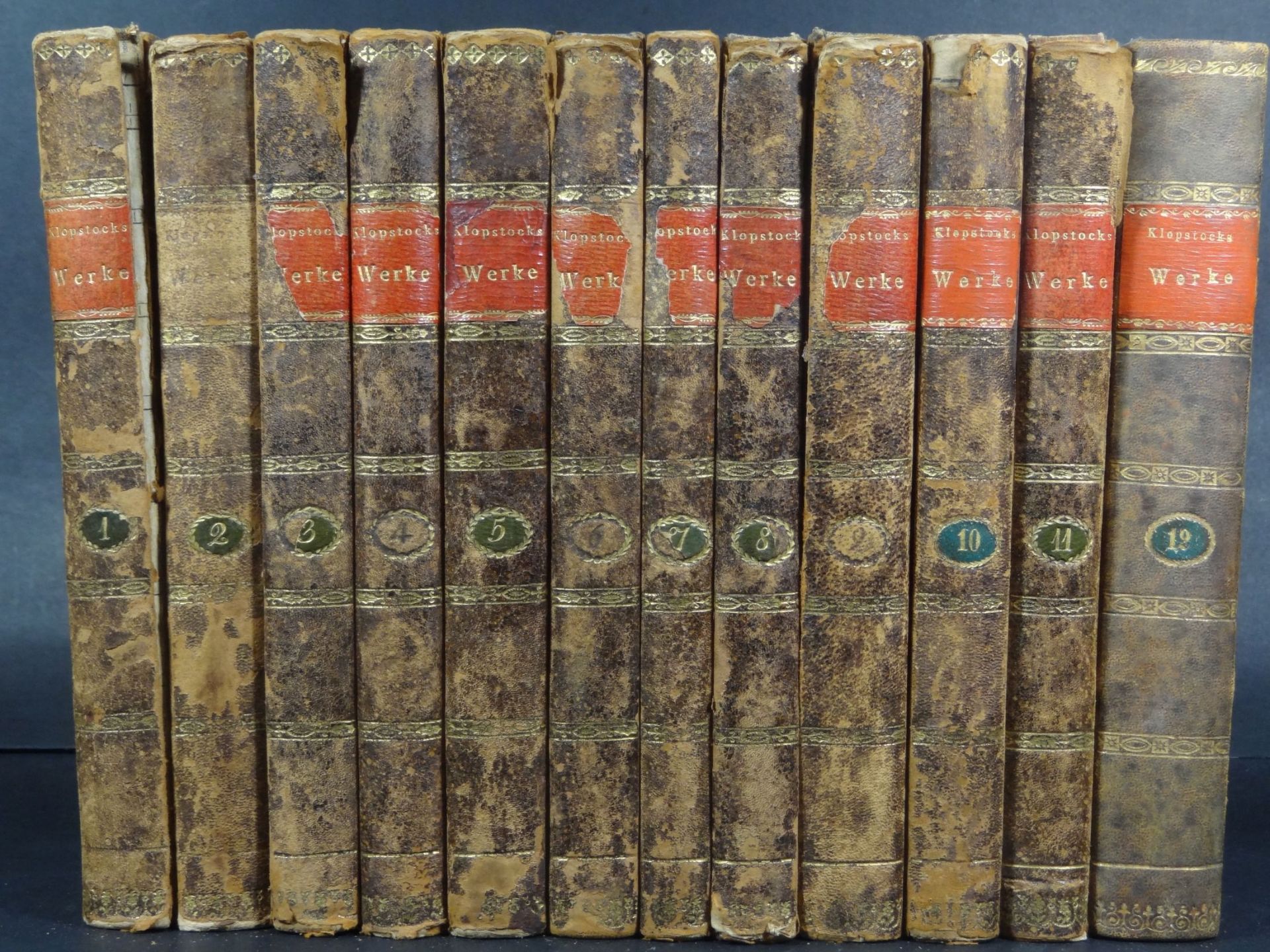"Klopstocks Werke" von 1797 an, 12 Bände, Alters-u. Gebrauchsspure- - -22.61 % buyer's premium on