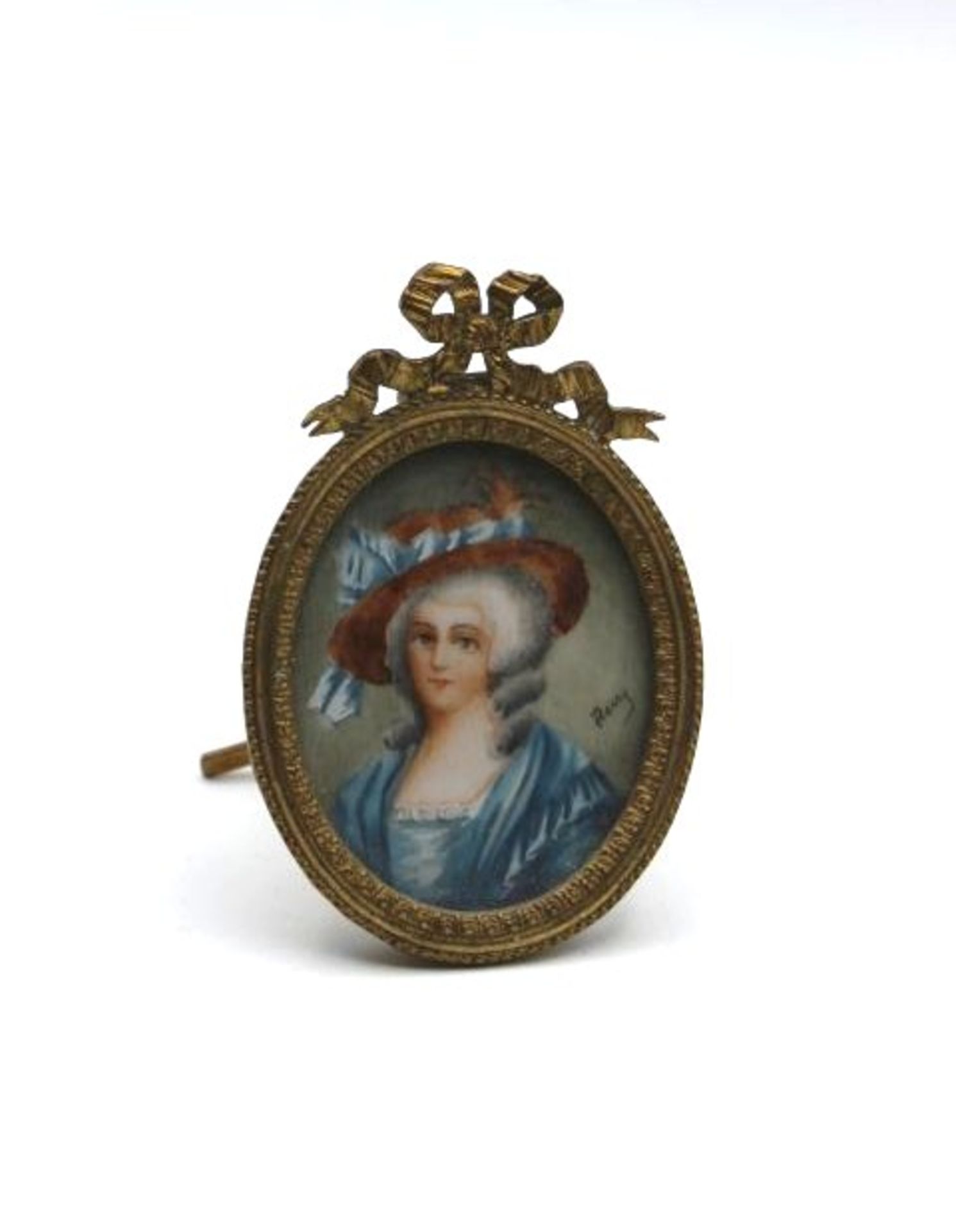 Miniatur-Malerei auf Elfenbein, Damenportrait, gerahmt, signiert "Remy", RG 6 x 4cm.- - -22.61 %